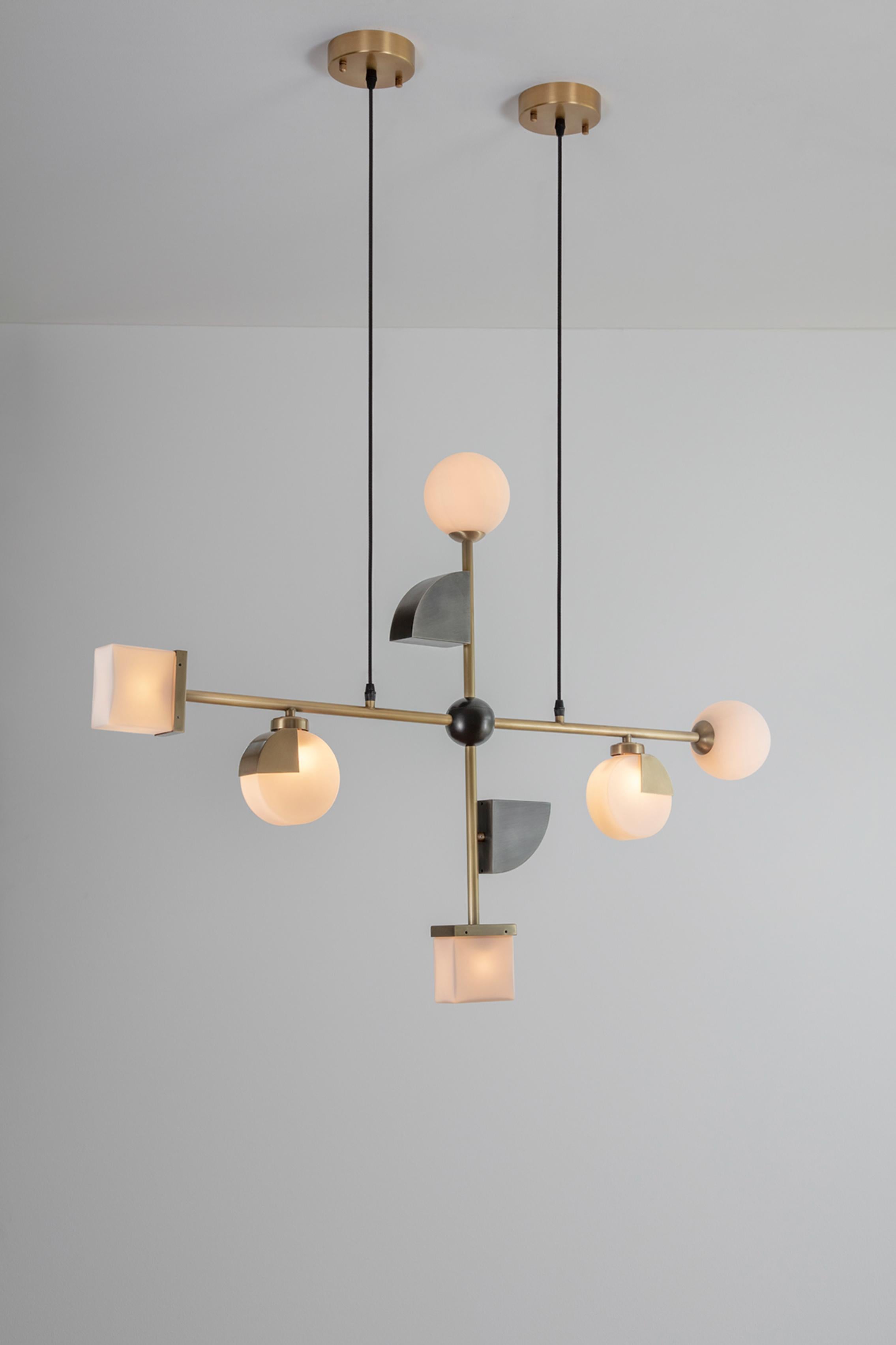 British Signature Pendant Light by Square in Circle For Sale
