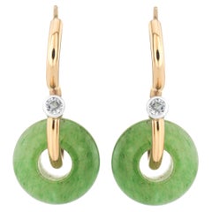 Used Signature Poise Aventurine & White Topaz 9 Karat Gold Drop Earrings