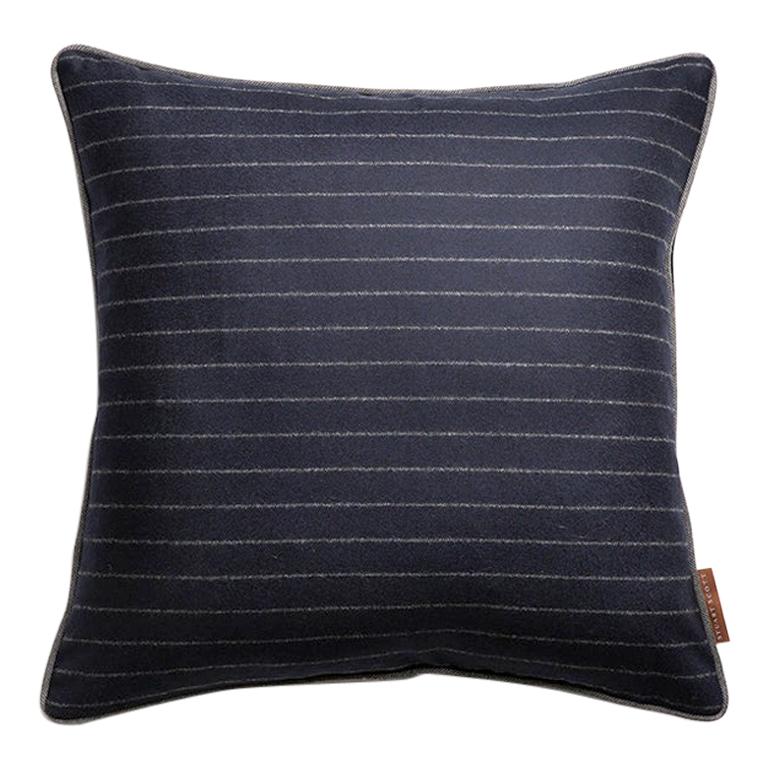 Signature Stuart Scott Navy Stripe Wool Cushion