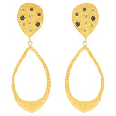 Signature Teardrop Earrings with Diamonds in 22k Gold, by Tagili