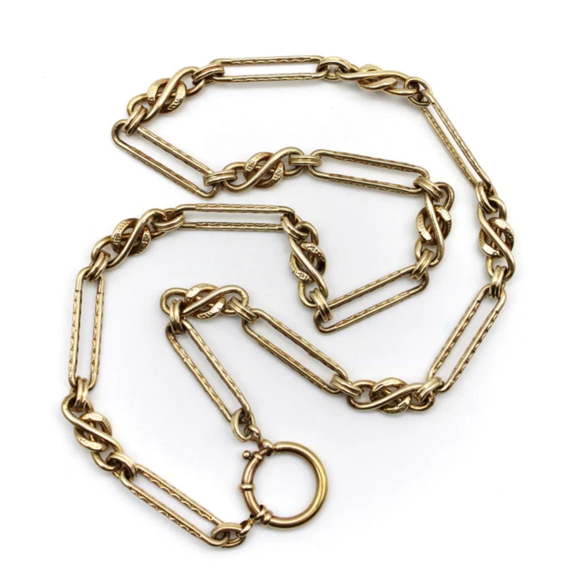 When we came across a fabulous Victorian era watch chain in silver, we fell in love with it—and knew we needed to make a version of the necklace in gold! We made molds from the original links, and then created a 14k gold chain almost identical to