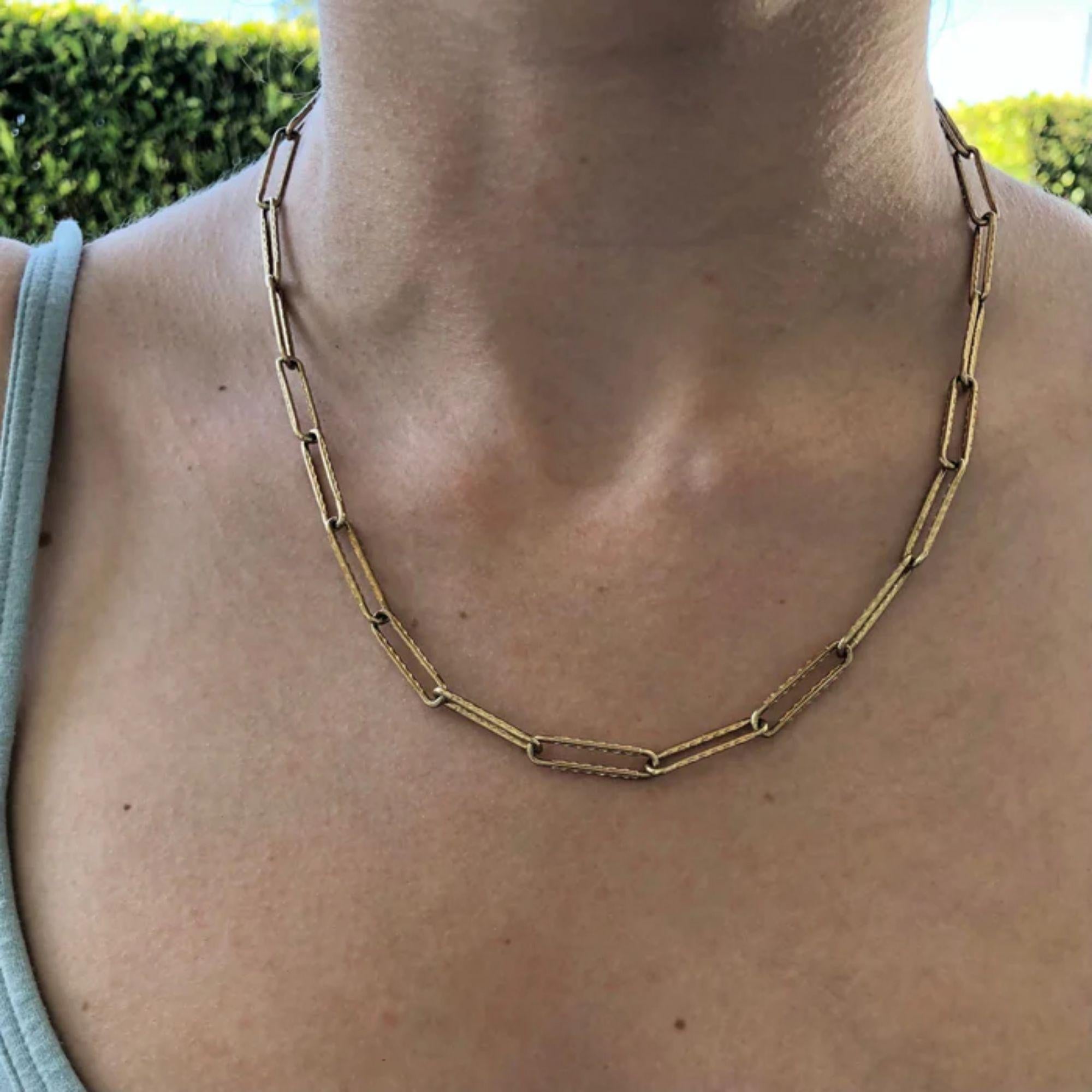Women's or Men's Signature Victorian Inspired 14k Gold Paper Clip Link Chain For Sale