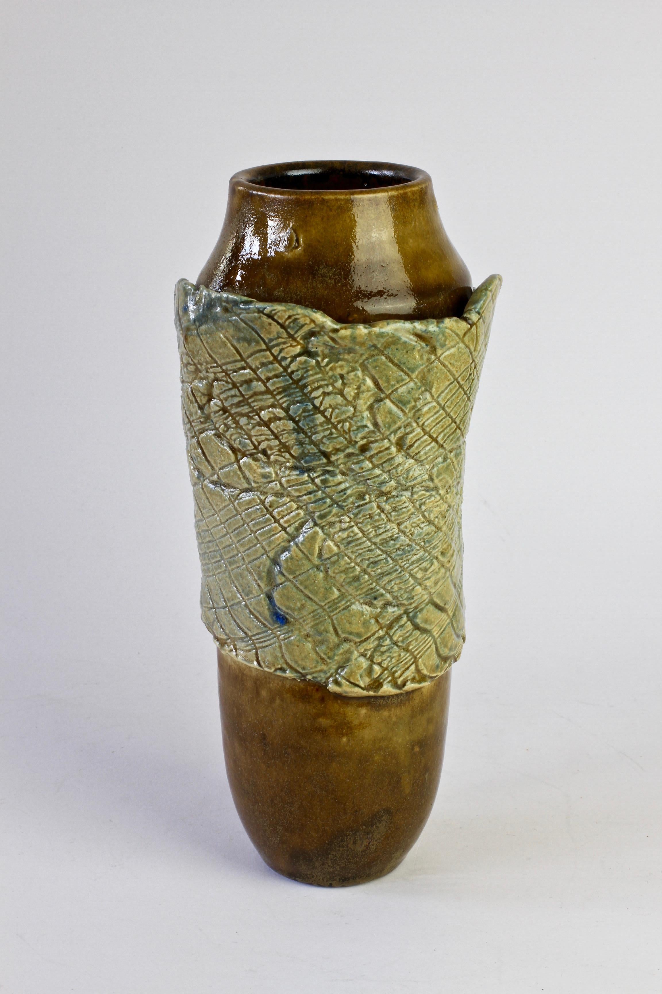 Allemand Vase en poterie d'art organique allemande signé Pistorious-Lehmann, vers 1980 en vente