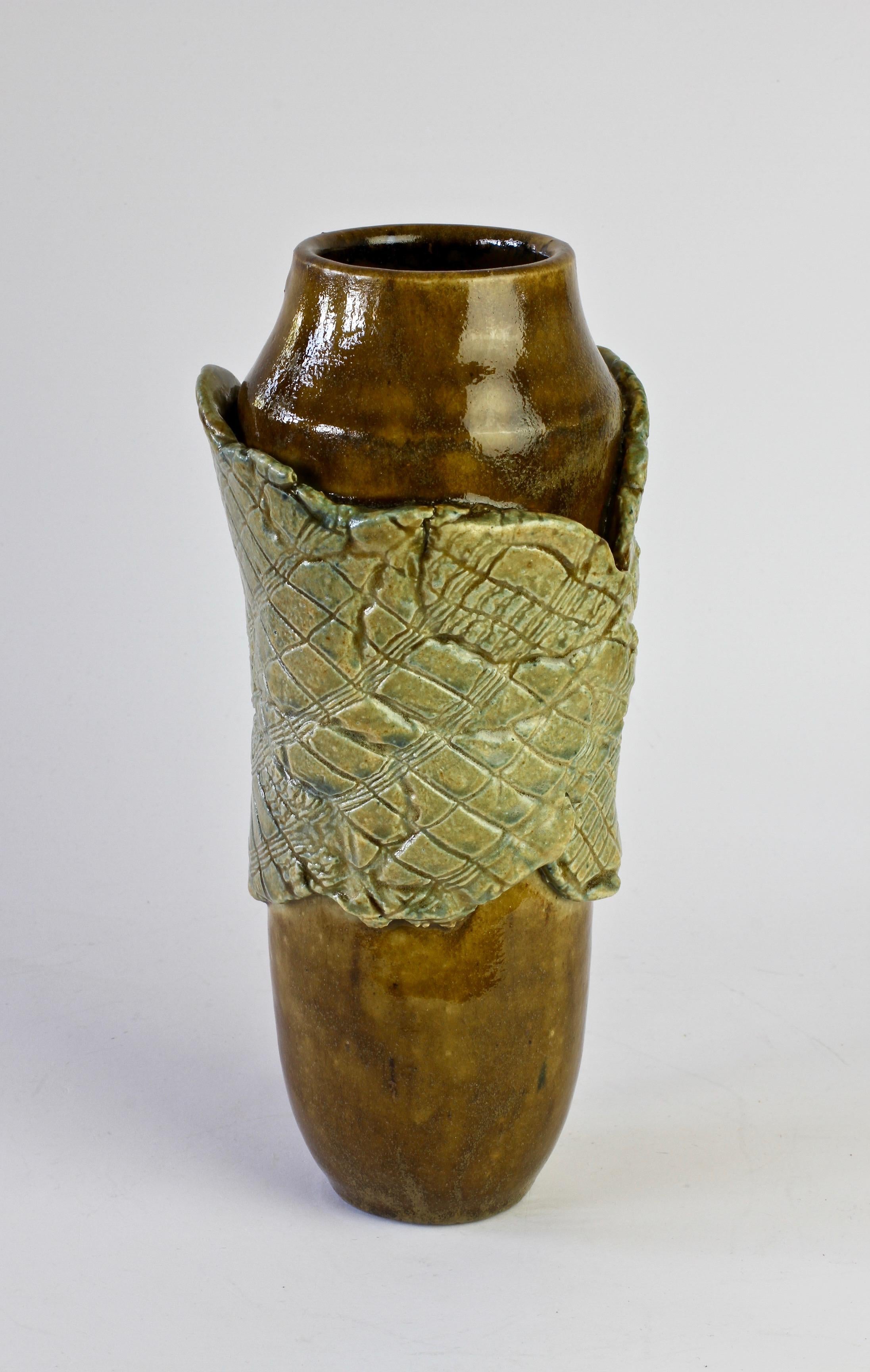 Late 20th Century Signe Pistorious-Lehmann Organic German Art Studio Pottery Vase, circa 1980s For Sale