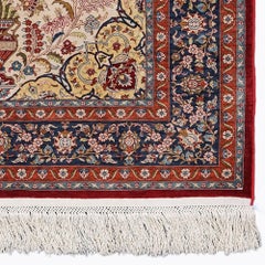 Antique Signed 14 x 14 Quality Hereke Silk Rug - Mid 20th Century