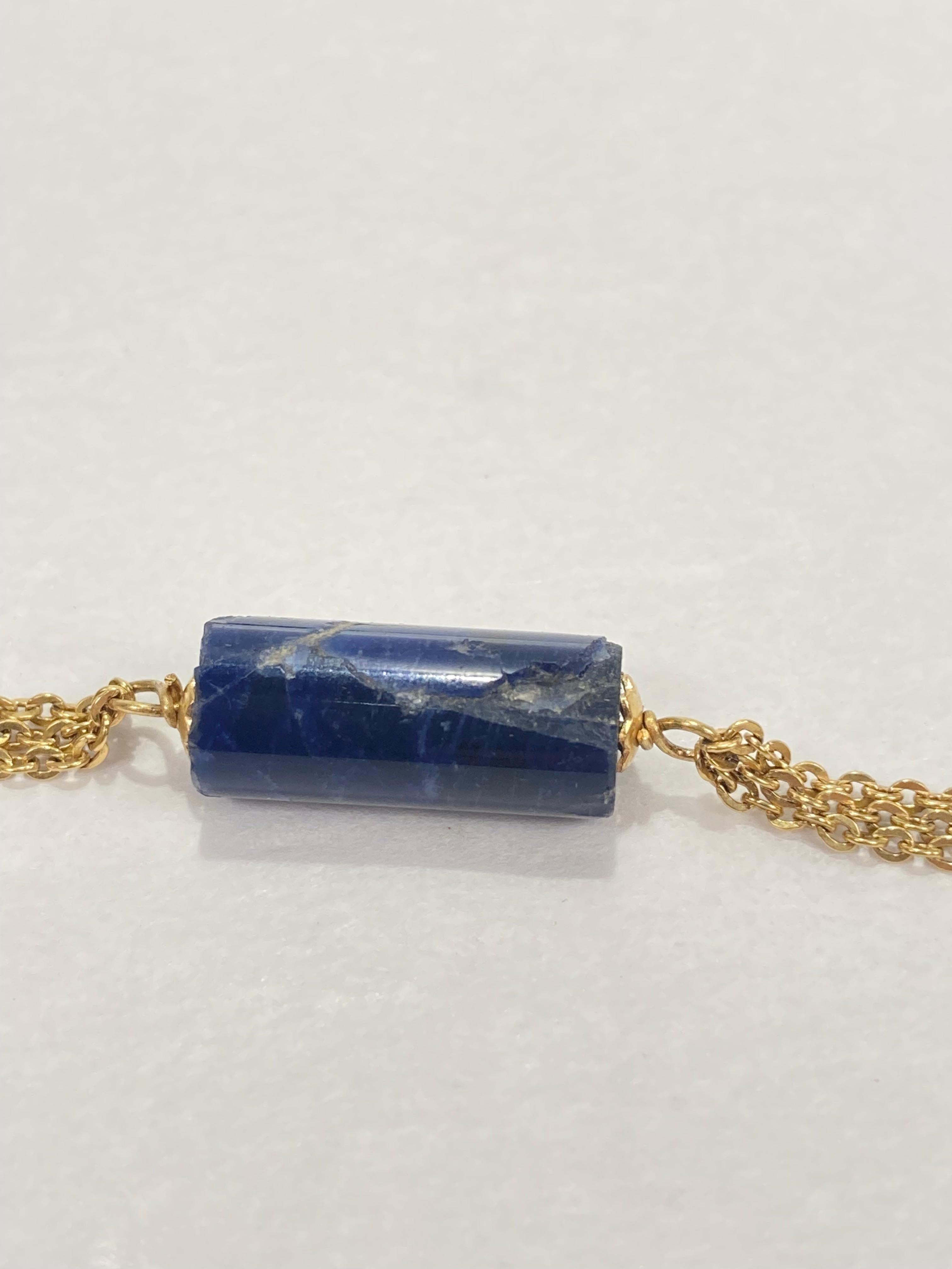 Signed 18 Karat Gold and Lapis Beaded Rope Length Necklace by Filippini Fratteli For Sale 6
