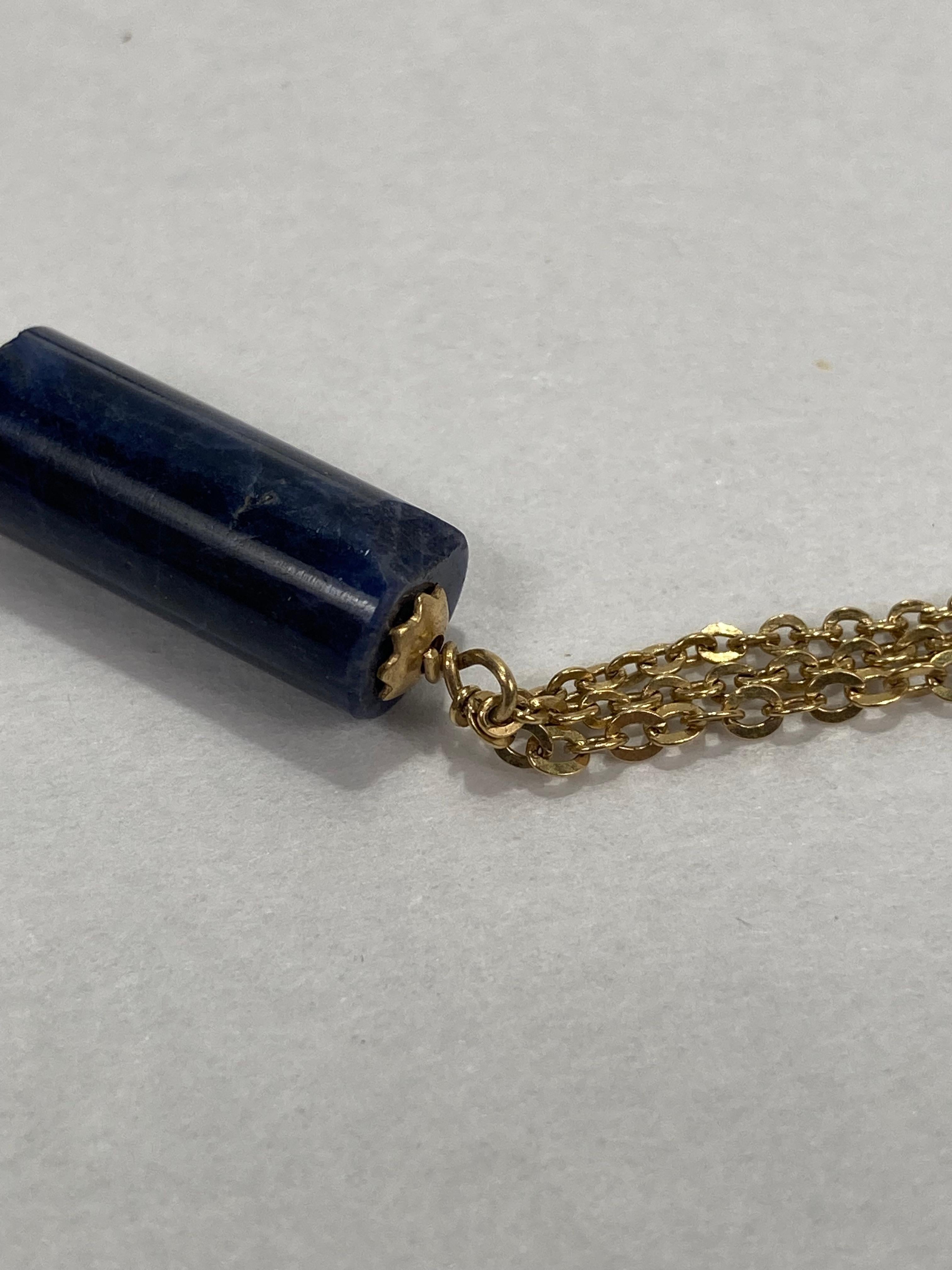 Signed 18 Karat Gold and Lapis Beaded Rope Length Necklace by Filippini Fratteli For Sale 7