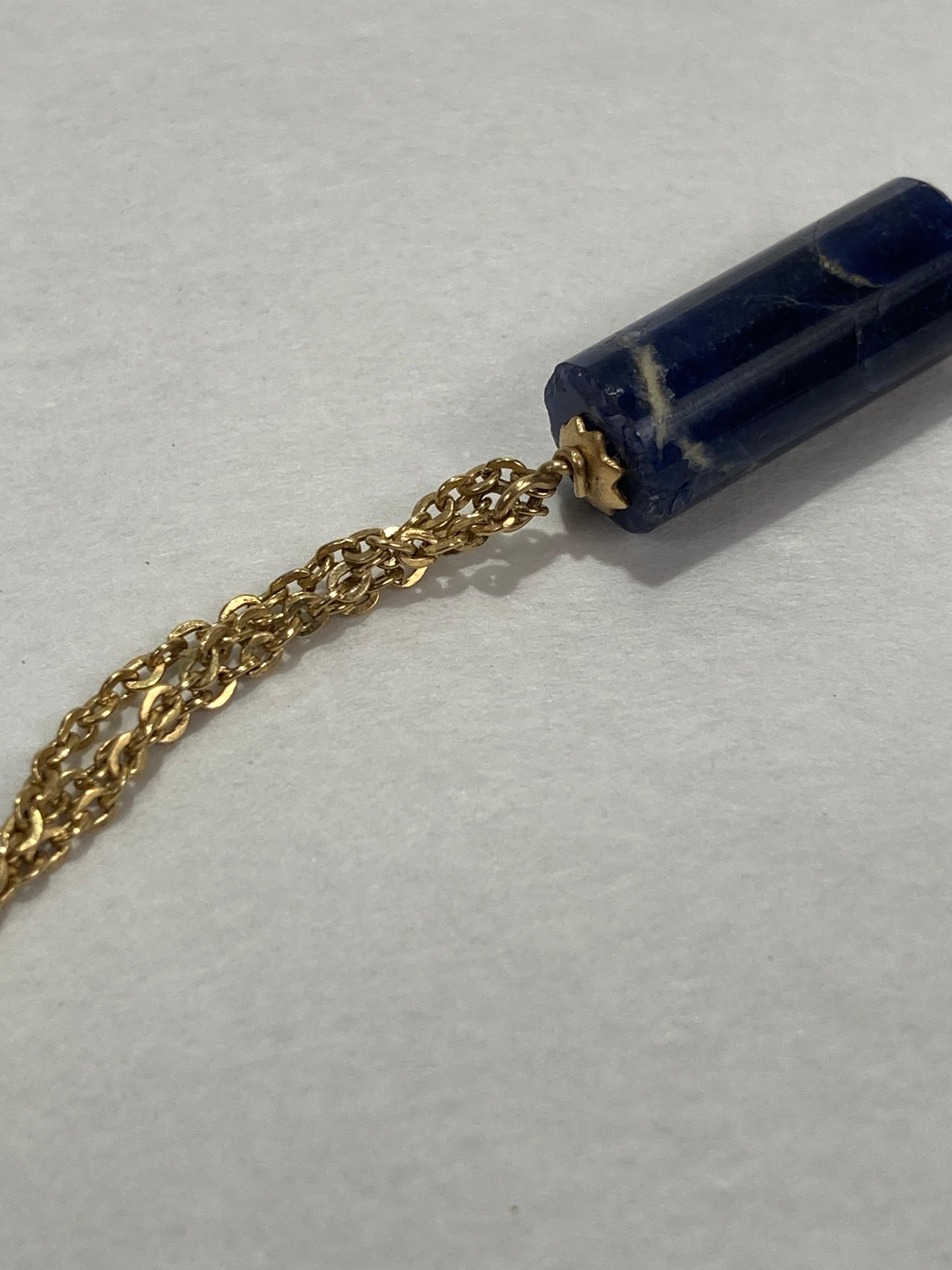 Signed 18 Karat Gold and Lapis Beaded Rope Length Necklace by Filippini Fratteli For Sale 8