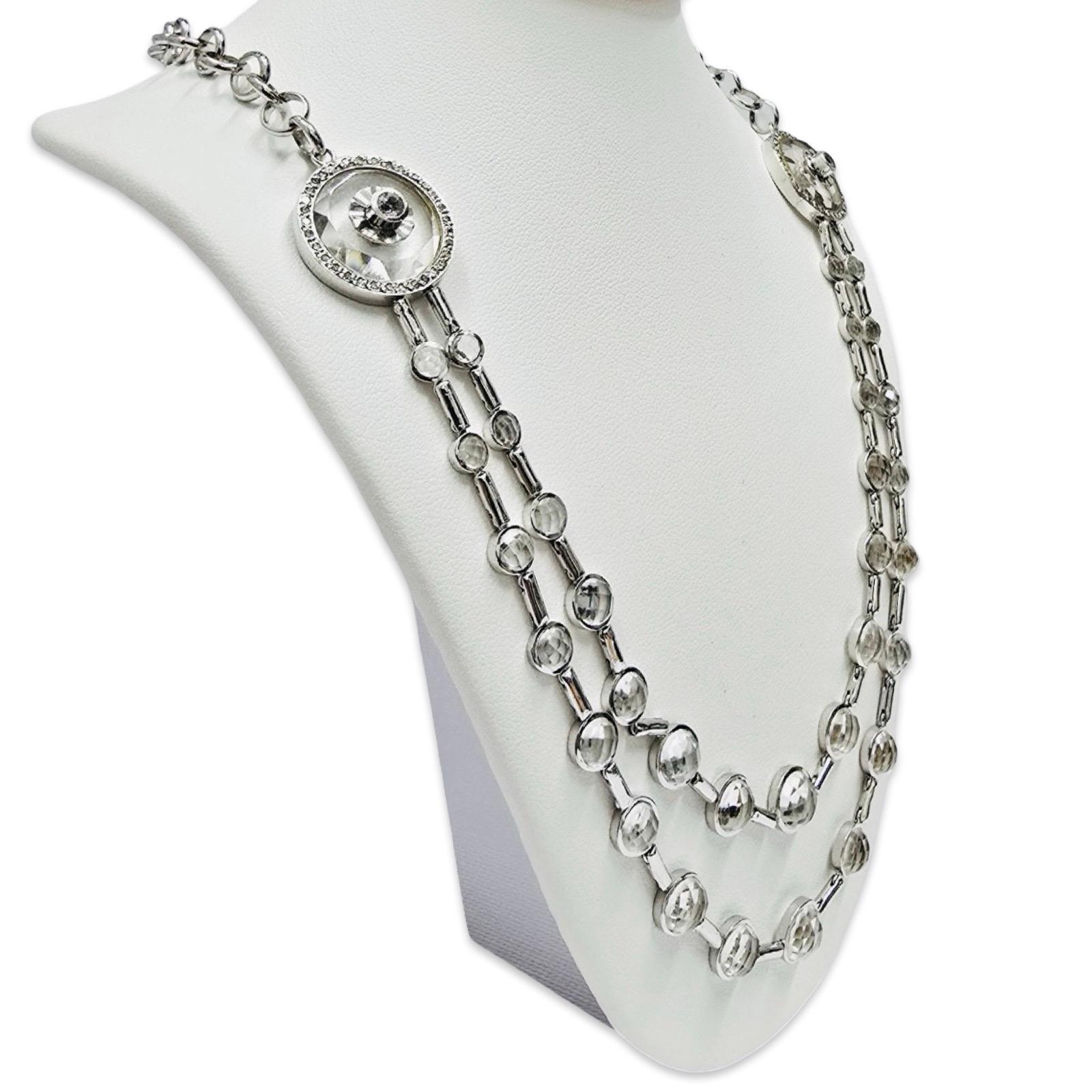 Collana a doppio filo con motivo a fiocco in quarzo e diamanti 18k firmati in vendita 4