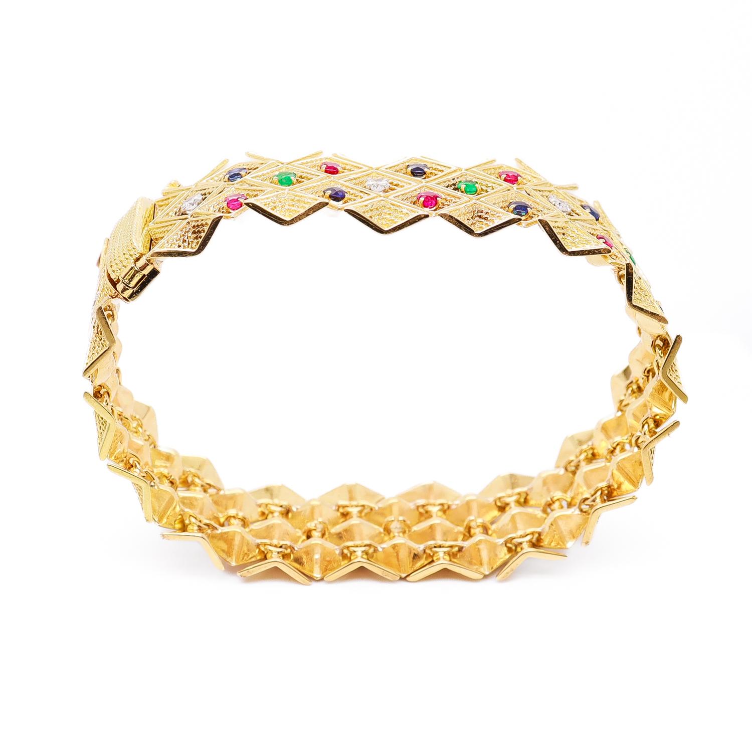 Bracelet en or et pierres multiples signé Gubelin L'Enfant 18K Attribué en vente 4