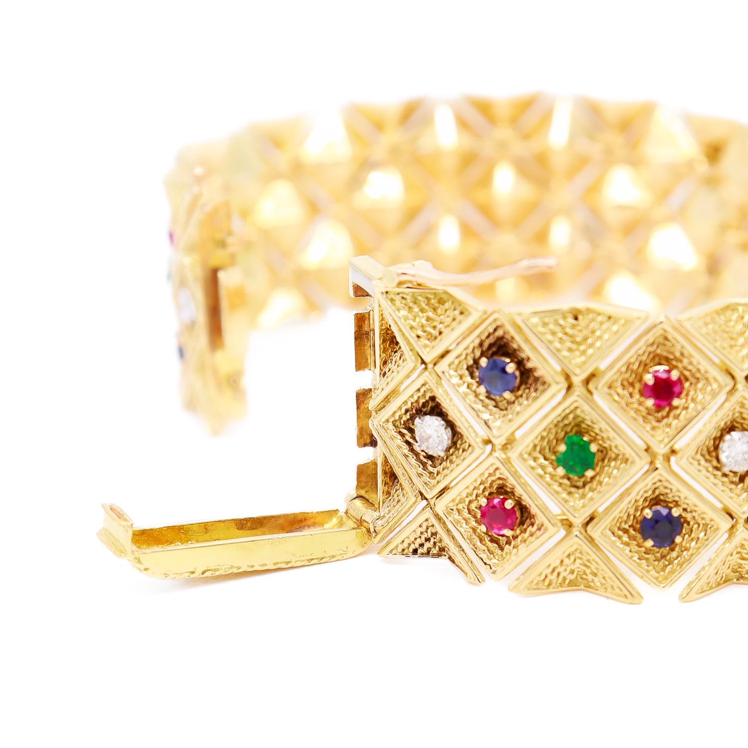 Bracelet en or et pierres multiples signé Gubelin L'Enfant 18K Attribué en vente 5