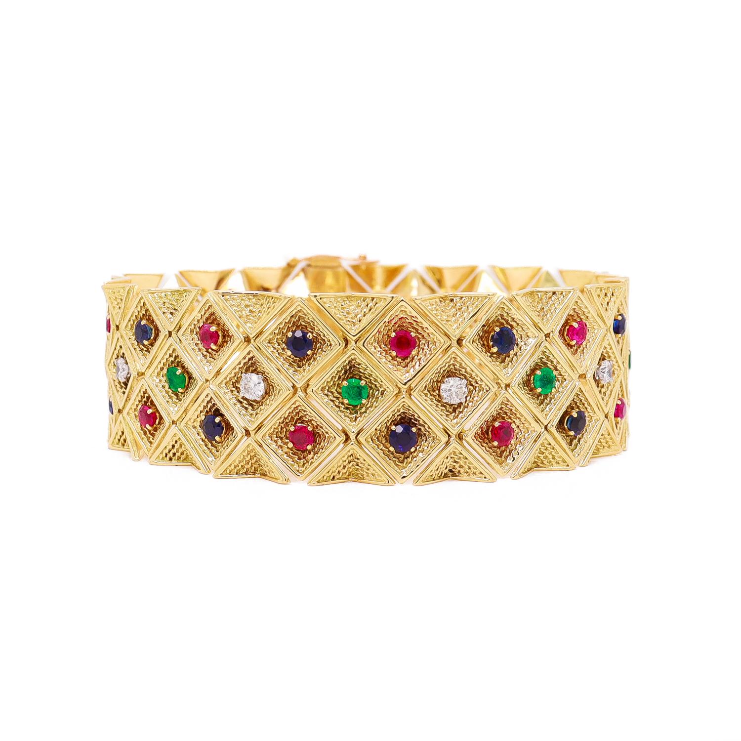Bracelet en or et pierres multiples signé Gubelin L'Enfant 18K Attribué Pour femmes en vente