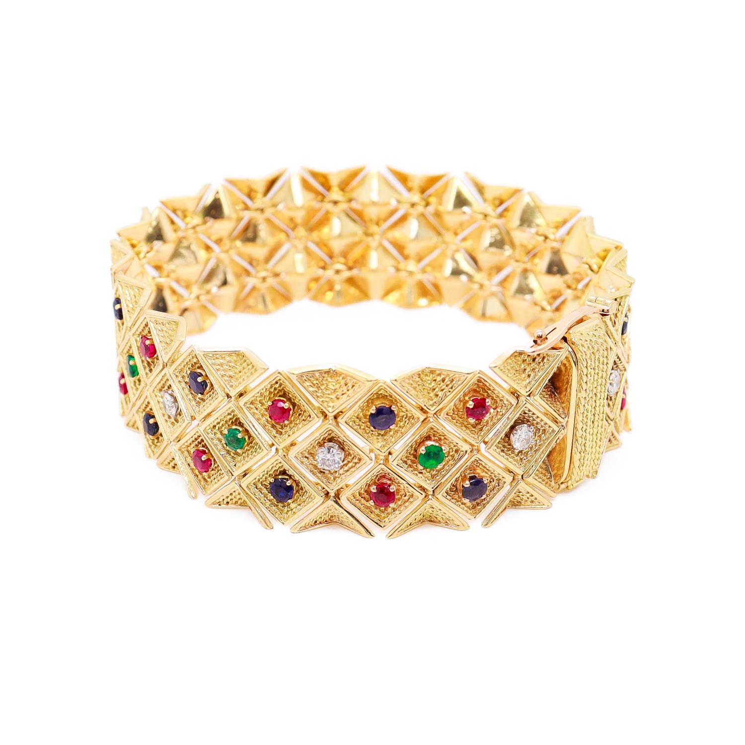 Bracelet en or et pierres multiples signé Gubelin L'Enfant 18K Attribué en vente 3