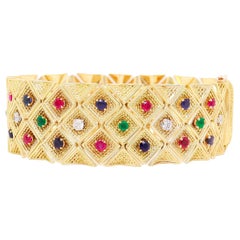 Signed 18K Gubelin George L'enfant Attributed Gold & Multi Gemstone Bracelet