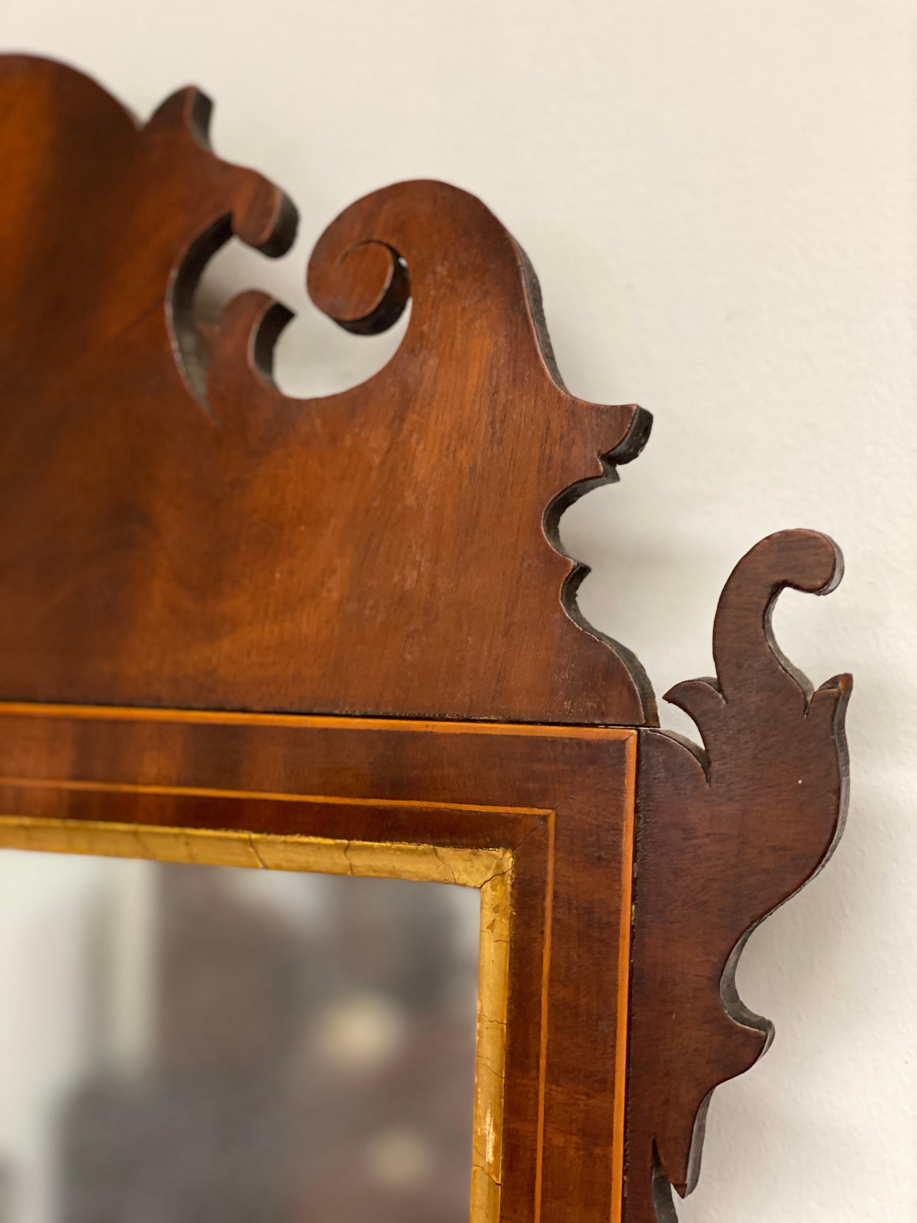 Signed 18th Century Federal Chippendale Mirror with Part 3