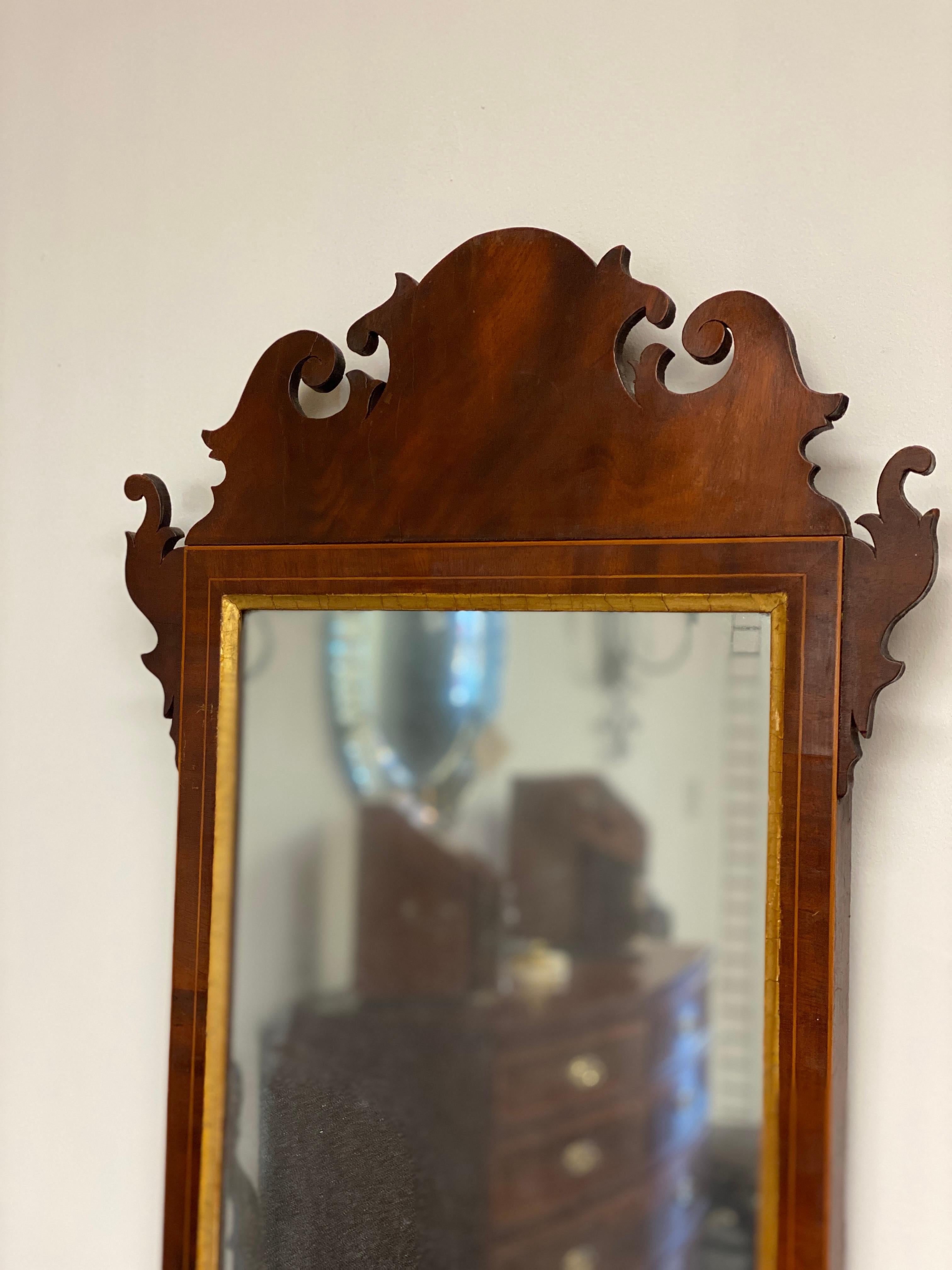 Signed 18th Century Federal Chippendale Mirror with Part 5
