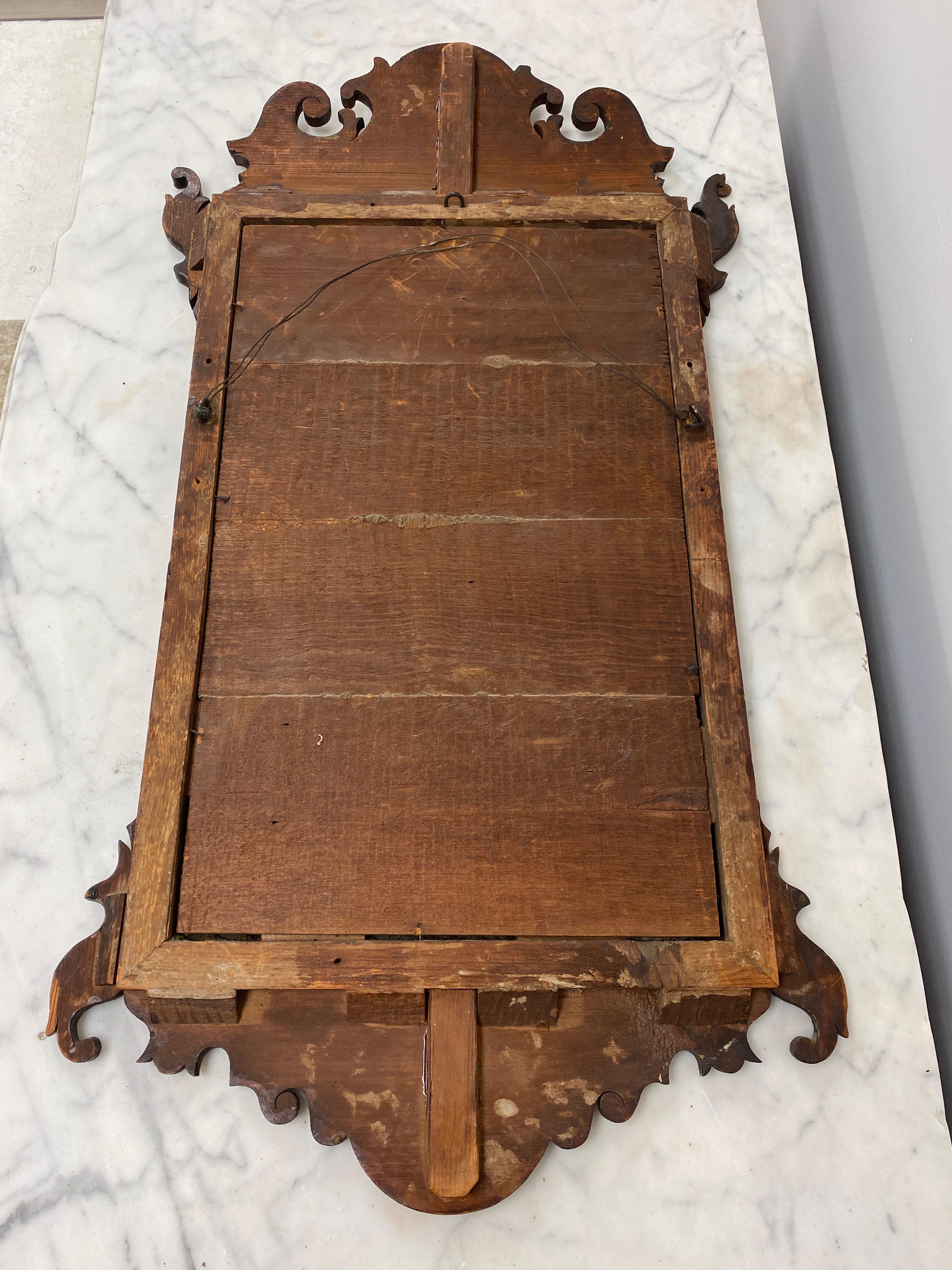Gilt Signed 18th Century Federal Chippendale Mirror with Part