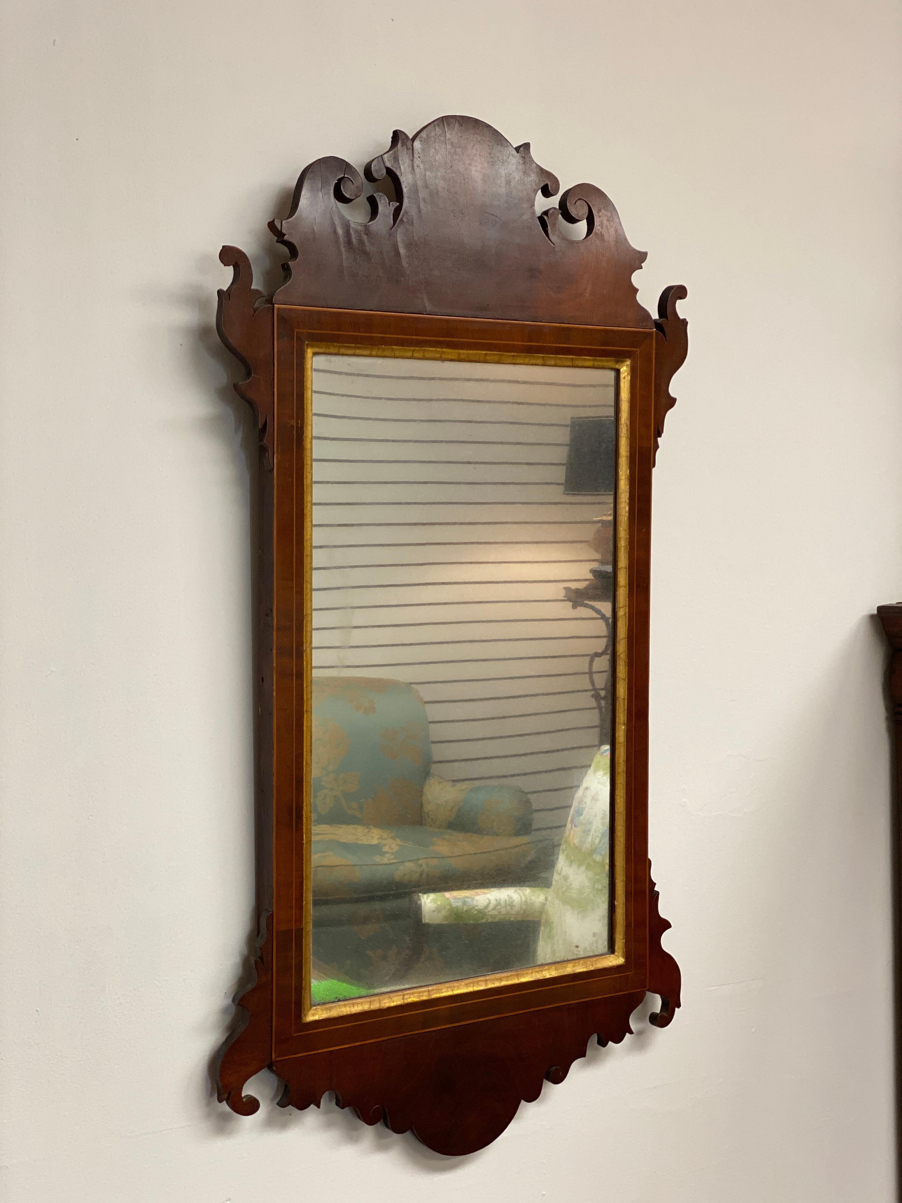 Signed 18th Century Federal Chippendale Mirror with Part 1