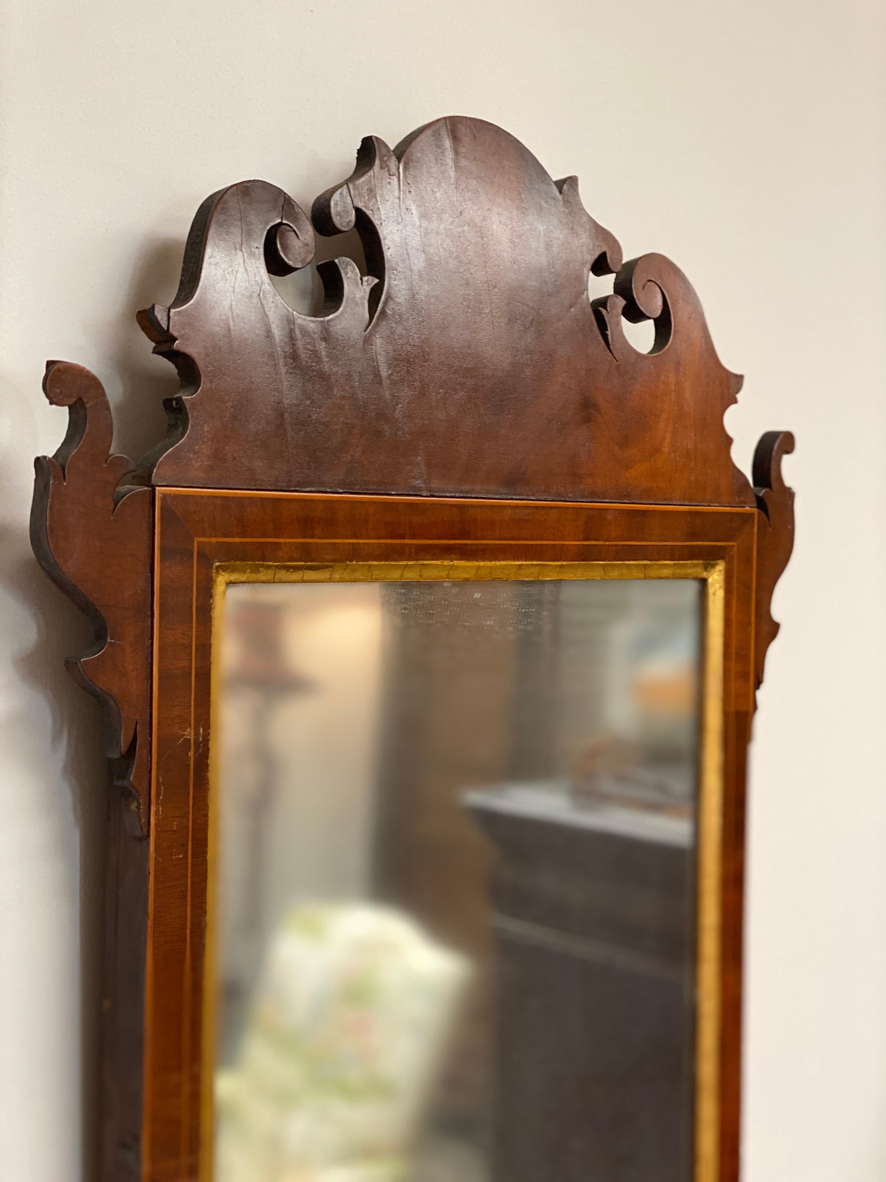Signed 18th Century Federal Chippendale Mirror with Part 2