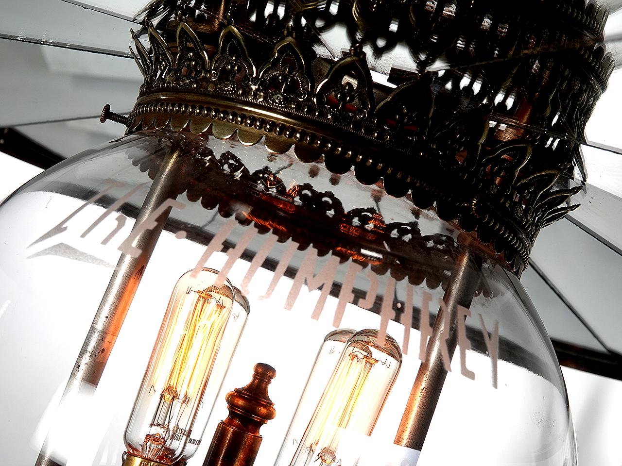 Industrial Signed 1901 Humphrey Gas Lamp With Frink Mirrored Shade