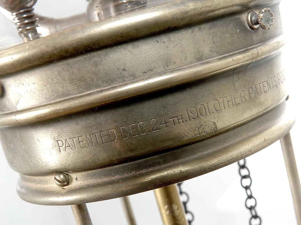 Signed 1901 Humphrey Gas Lamp With Frink Mirrored Shade In Good Condition In Peekskill, NY