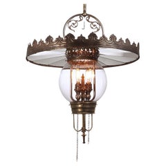 Signed 1901 Humphrey Gas Lamp With Frink Mirrored Shade