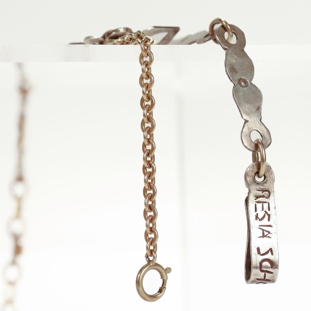 Collana modernista firmata di Resia Schor in oro, argento e pietre dure del 1960 in vendita 10
