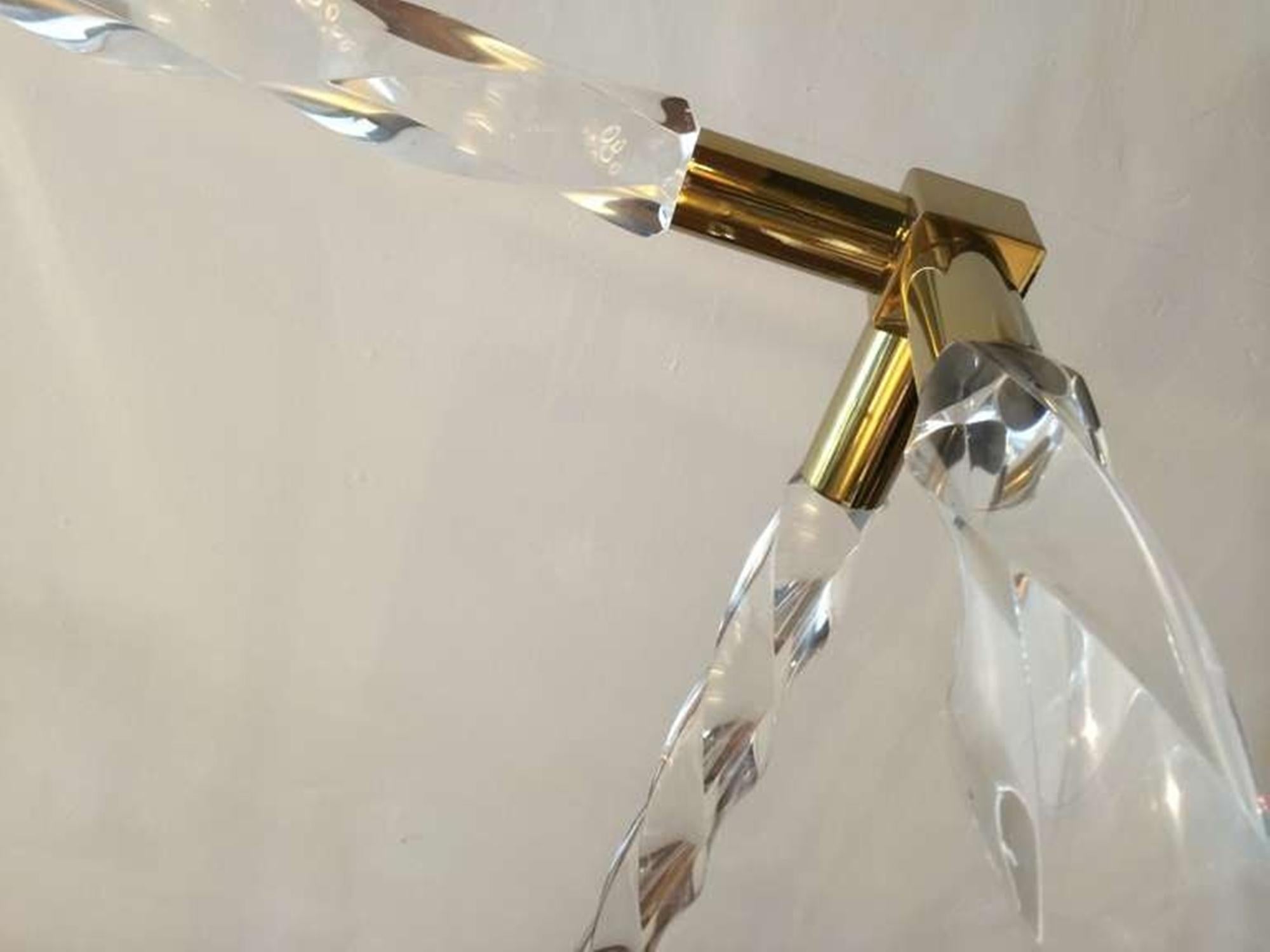 Signed 1968 Charles Hollis Jones King-Size Canopy Bed in Faceted Lucite & Brass For Sale 2