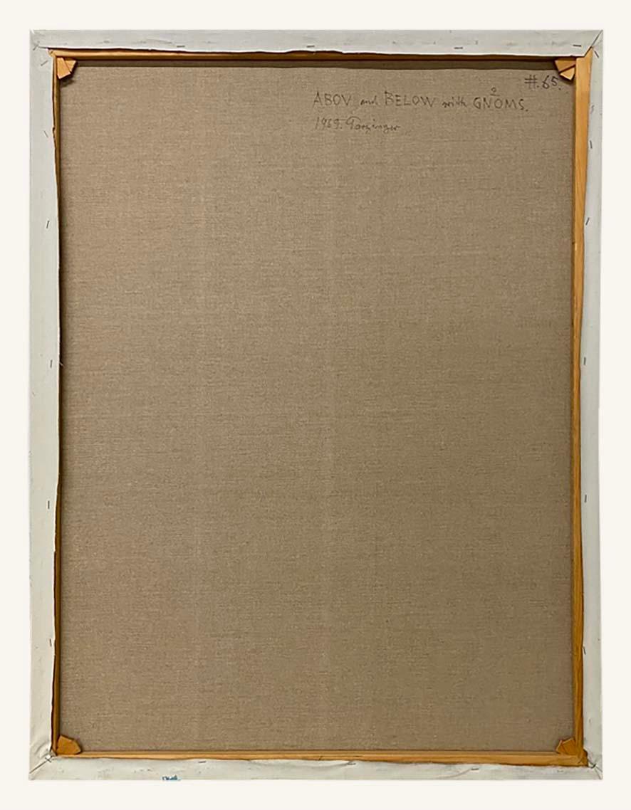 Signiert 1969 Großes Ölgemälde auf Leinwand „Abov and Below with Gnoms 2“ von Tommi Parzinger im Zustand „Gut“ im Angebot in Minneapolis, MN