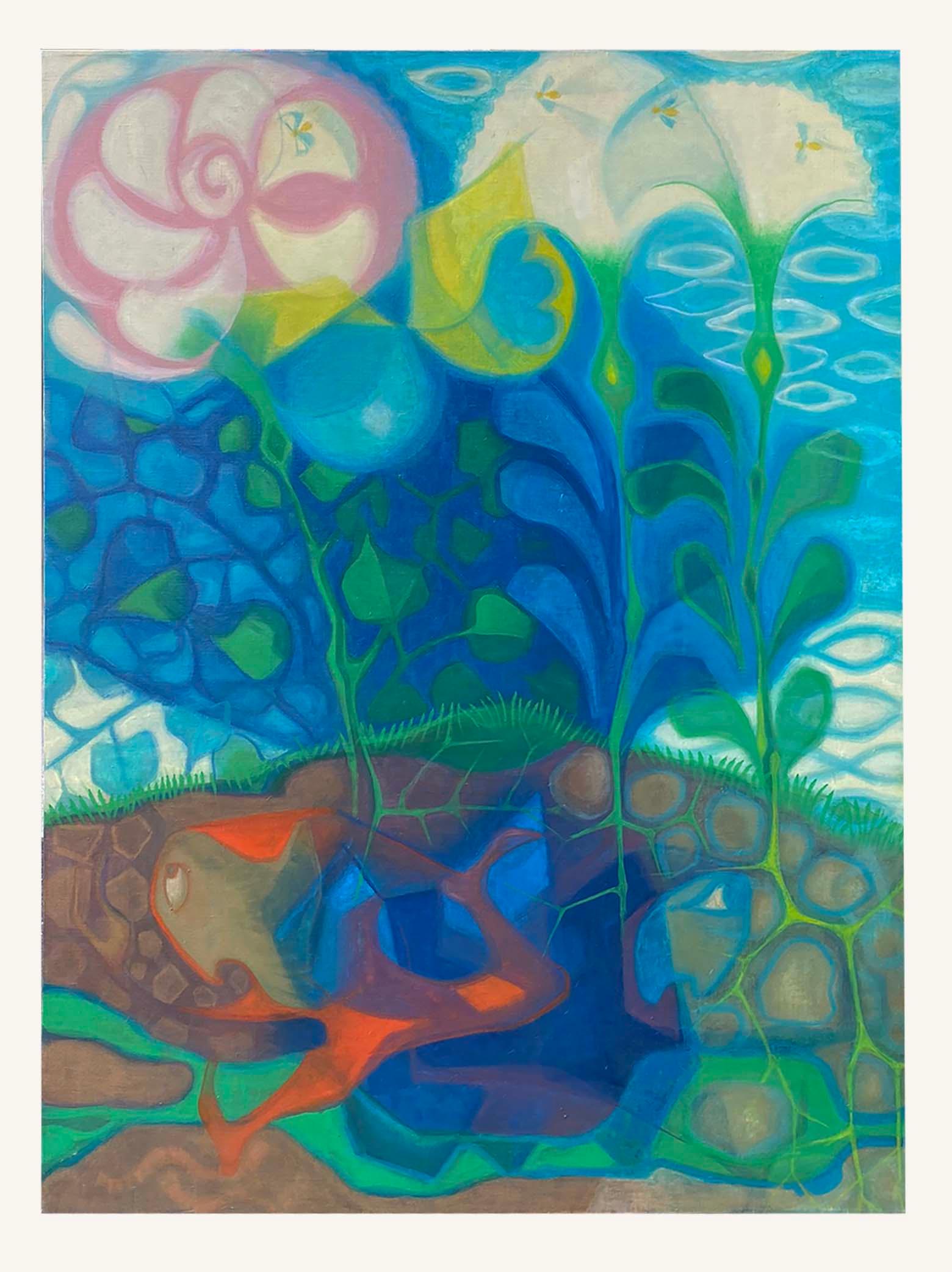 Signiert 1969 Großes Ölgemälde auf Leinwand „Abov and Below with Gnoms 2“ von Tommi Parzinger im Angebot 1