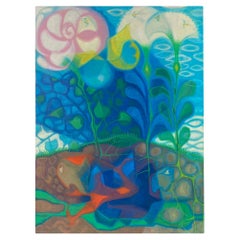 Olio su tela di grandi dimensioni firmato nel 1969 "Abov and Below with Gnoms 2" di Tommi Parzinger