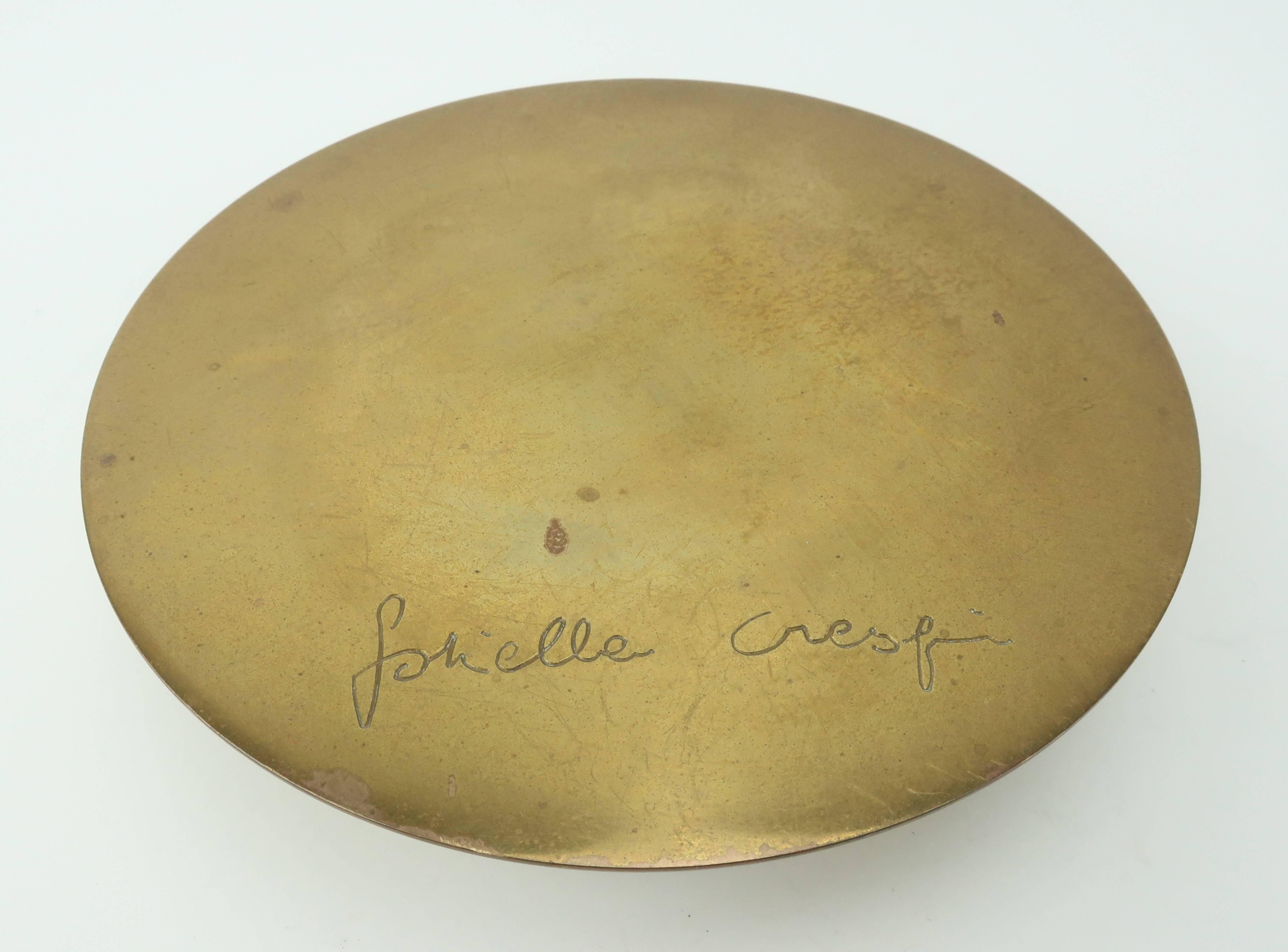 Signed 1970's Gabriella Crespi Brass Swivel Box 5