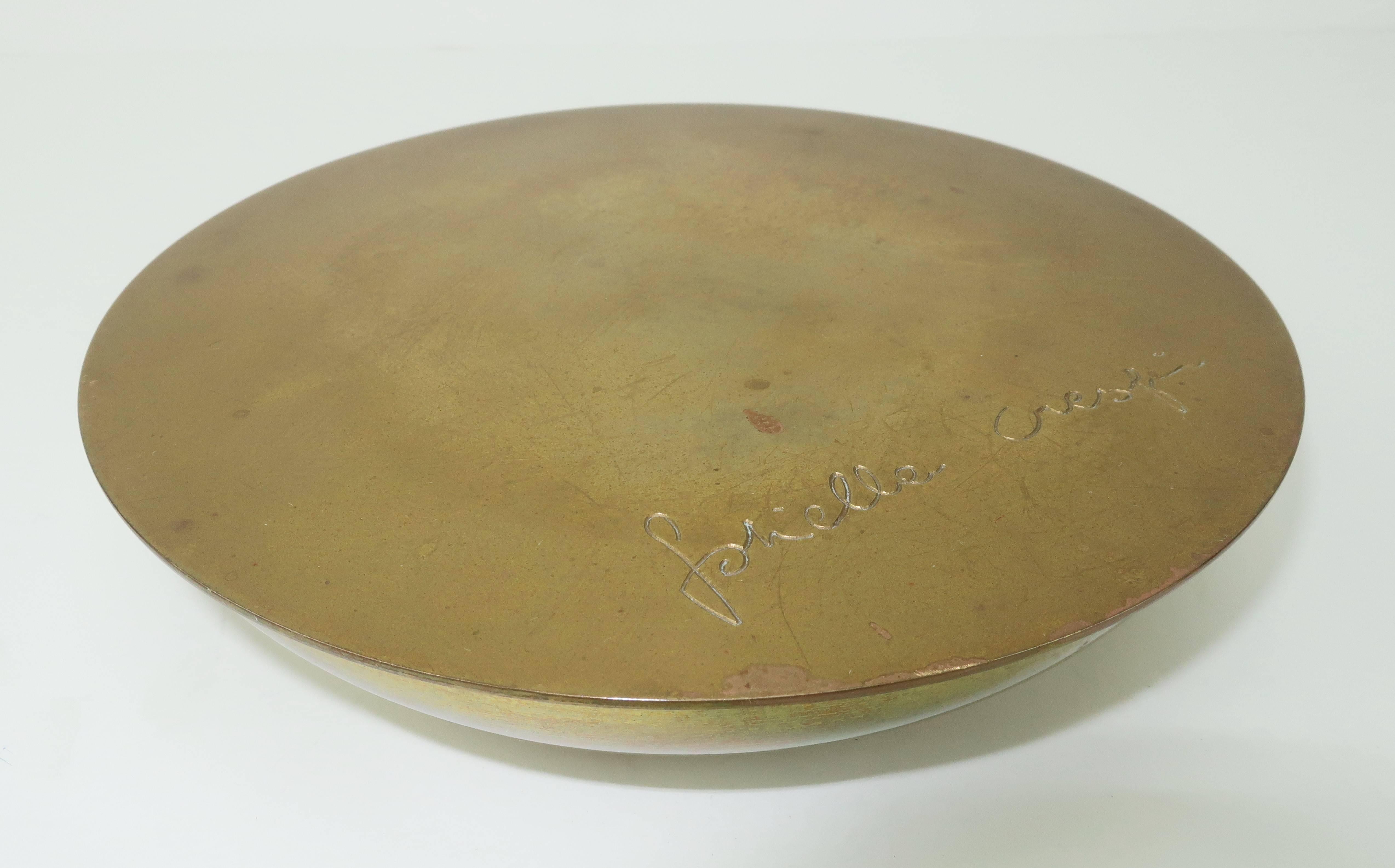 Signed 1970's Gabriella Crespi Brass Swivel Box 3