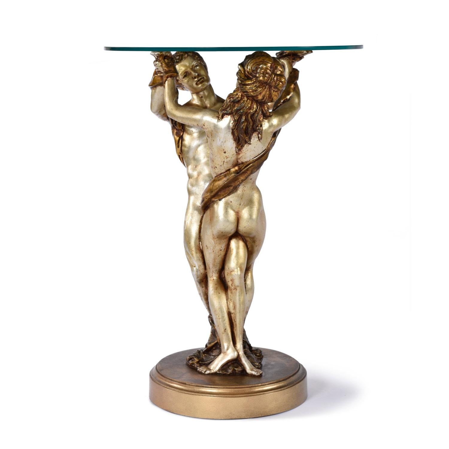 1972 French Studio A.R.P. Painted Neoclassical Figural Pedestal Side Table For Sale 8