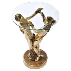 1972 French Studio A.R.P. Painted Neoclassical Figural Pedestal Side Table