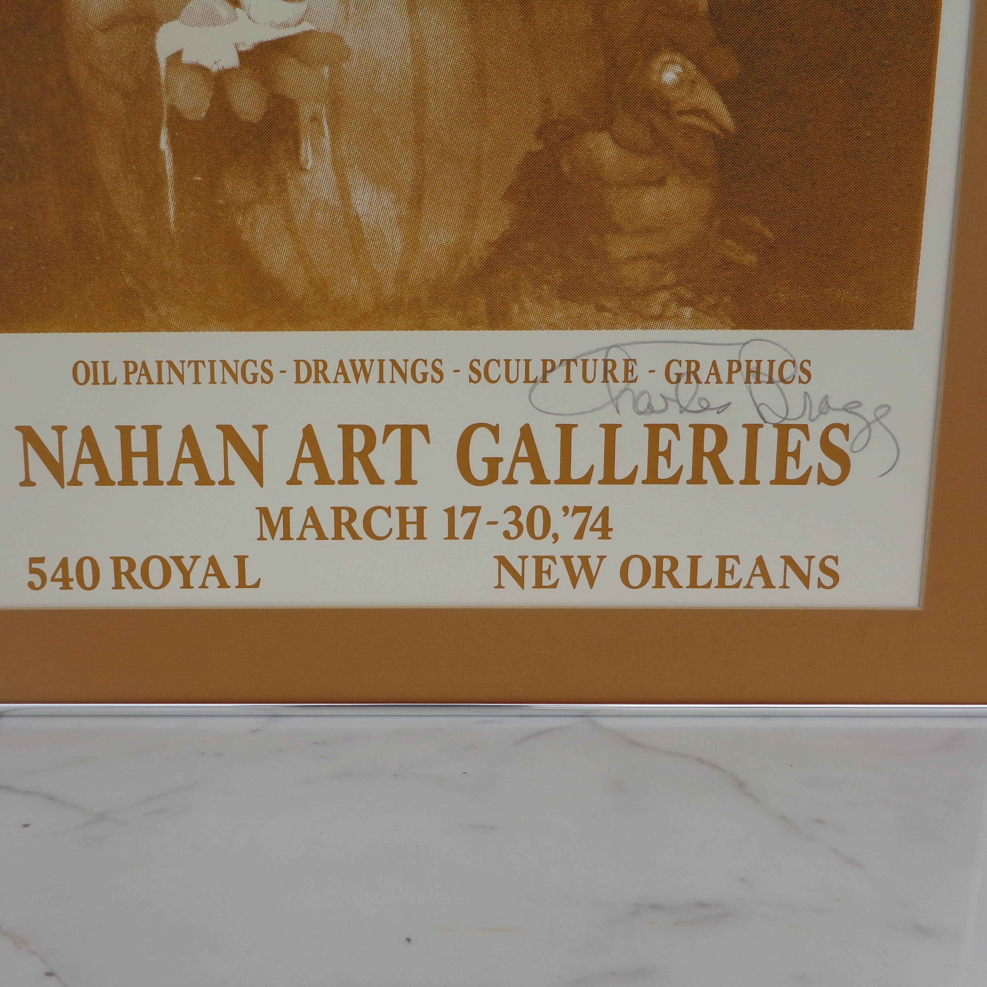 Affiche « Important Exhibition » signée Charles Bragg, Nouvelle-Orléans, 1974 Bon état - En vente à Pasadena, TX