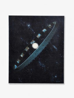 Pittura firmata di Connie Kish del 1974 sulla Colonia Orbitale Spaziale dell'Età dello Spazio