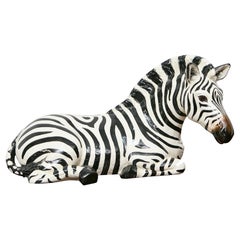 Signierte 1981 Keramik-Zebra-Skulptur von The Townsends, USA