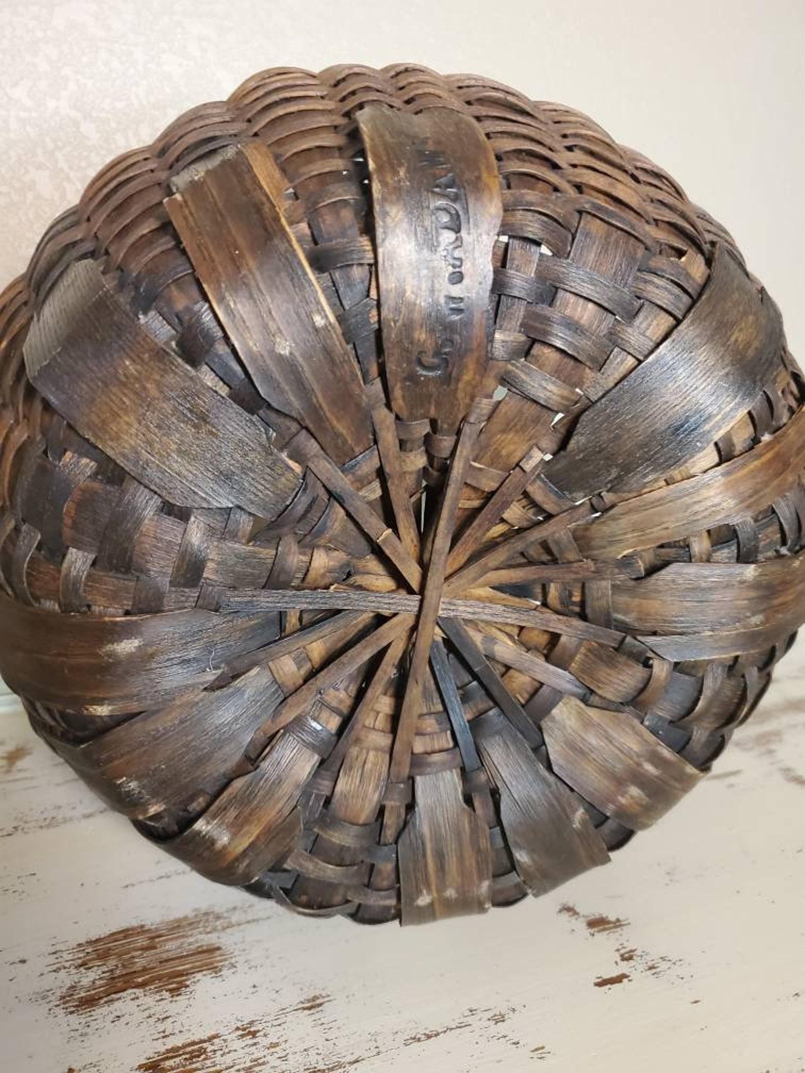 Signed 19th Century American Bentwood Stave Woven Gathering Basket 6