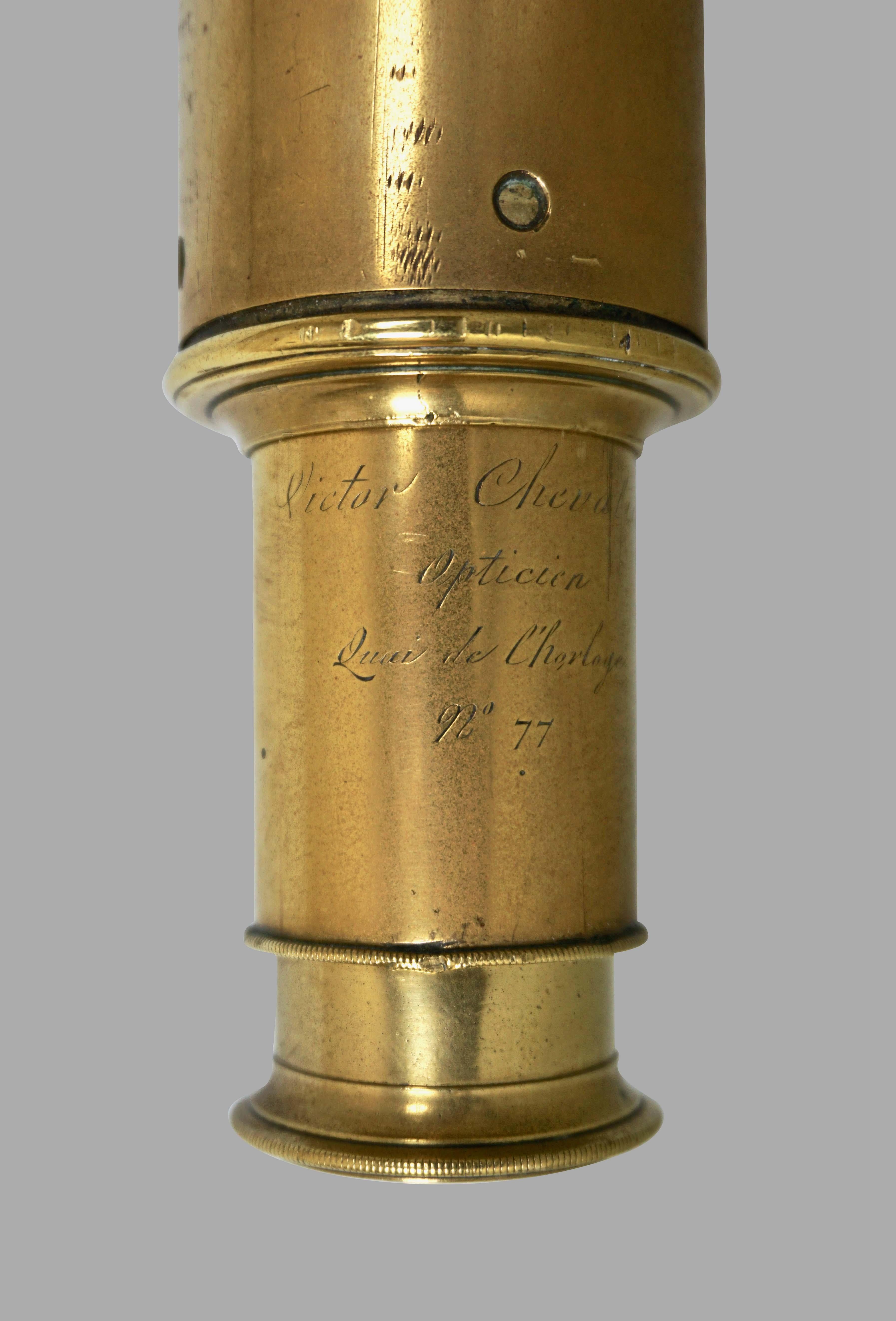 Signed 19th Century French Brass Tabletop Telescope with Tripod 2