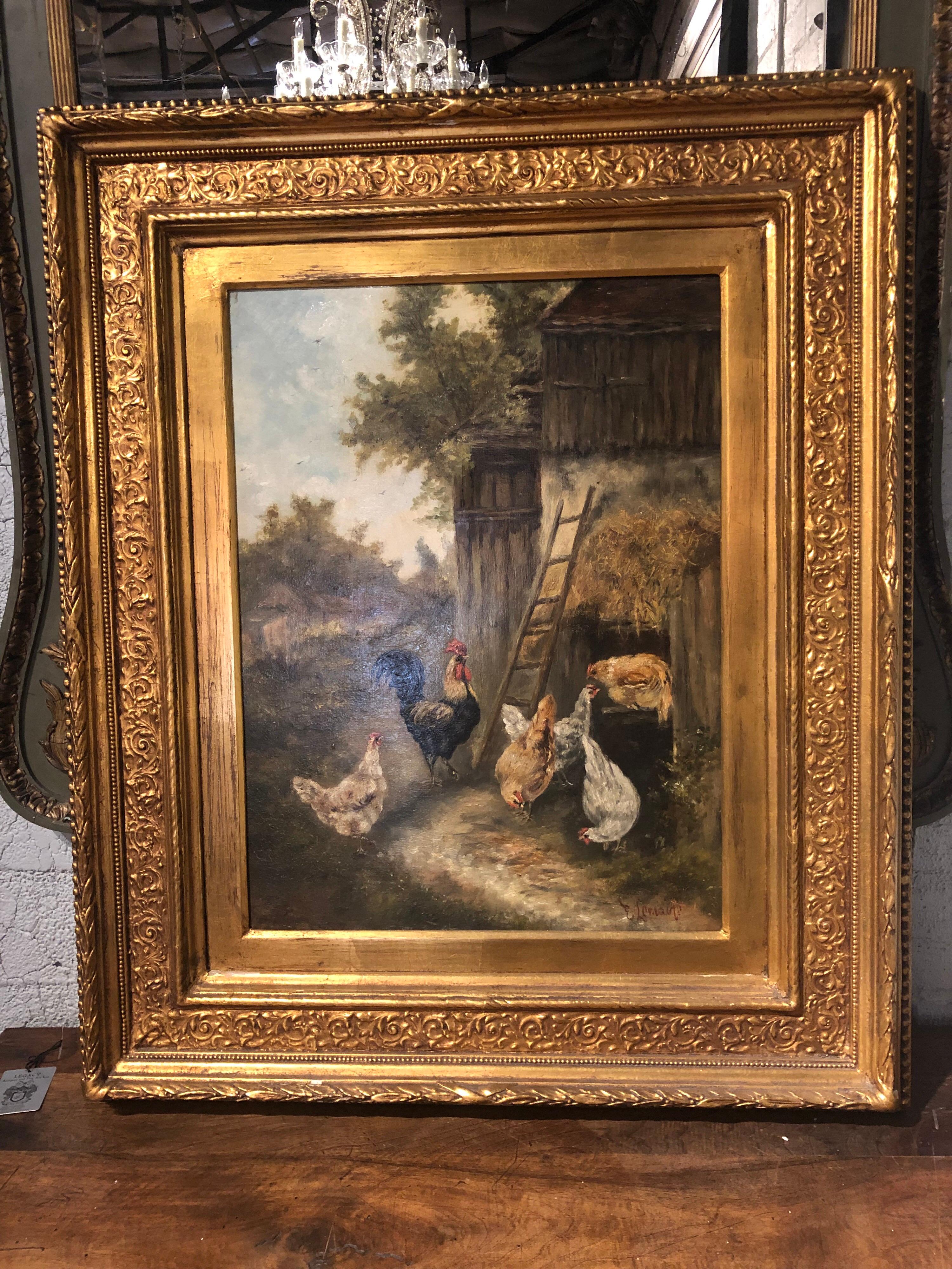 Painted Signed 19th Century French Oil Painting on Canvas