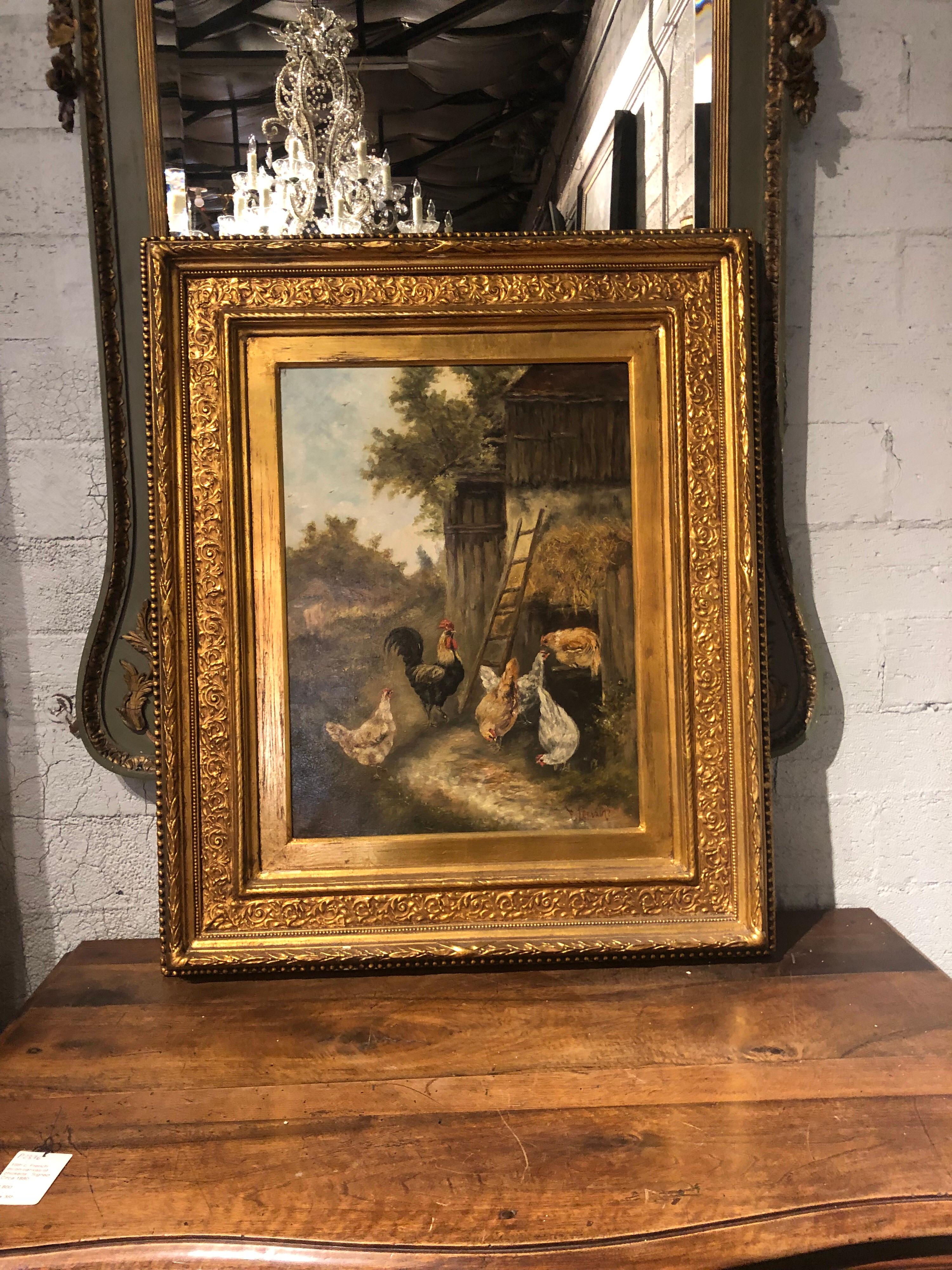 Signed 19th Century French Oil Painting on Canvas In Good Condition In Dallas, TX