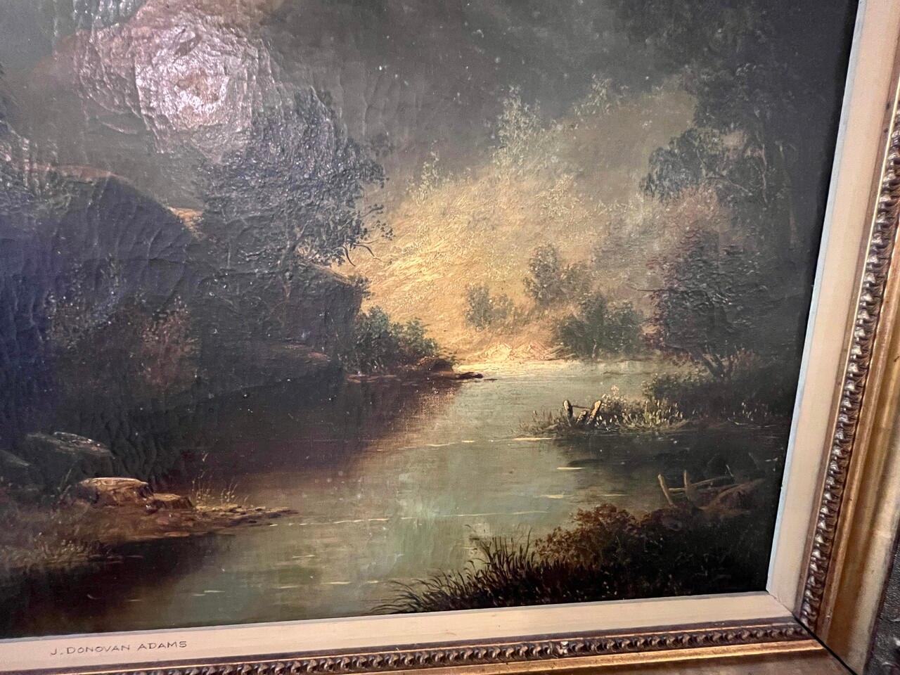 Inglese Paesaggio olio su tela del XIX secolo firmato in vendita