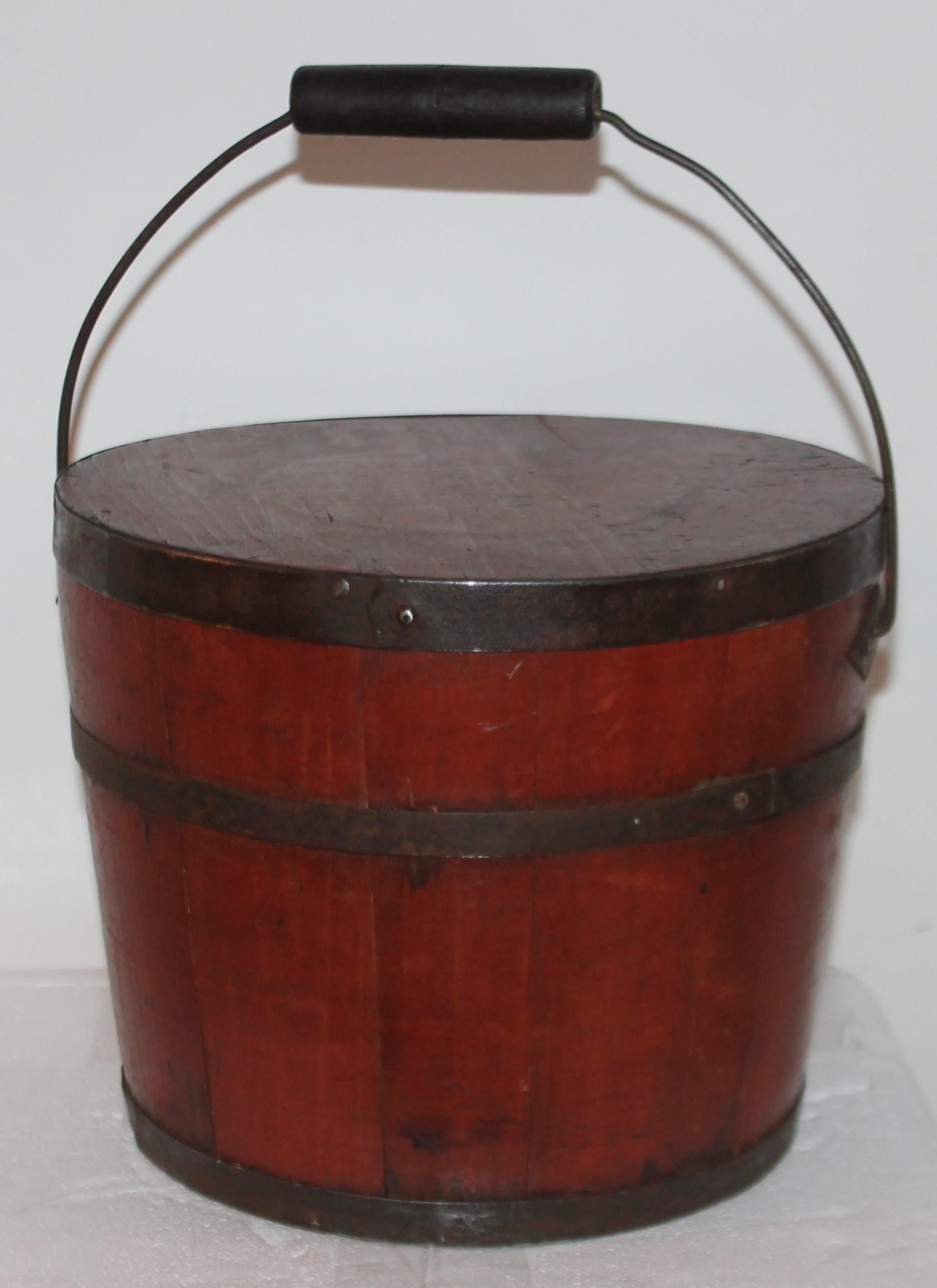 Folk Art Signed 19th Century Shaker Painted Bucket