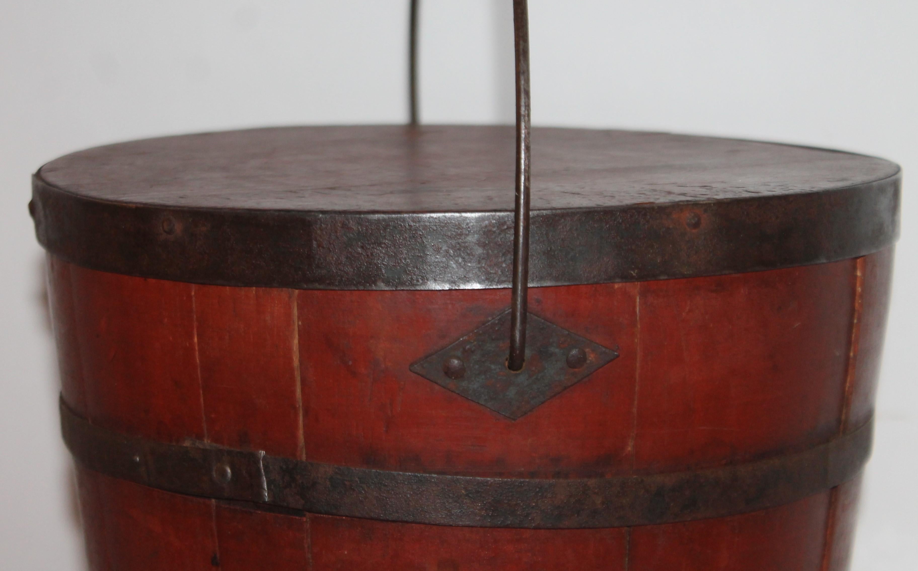 Pine Signed 19th Century Shaker Painted Bucket
