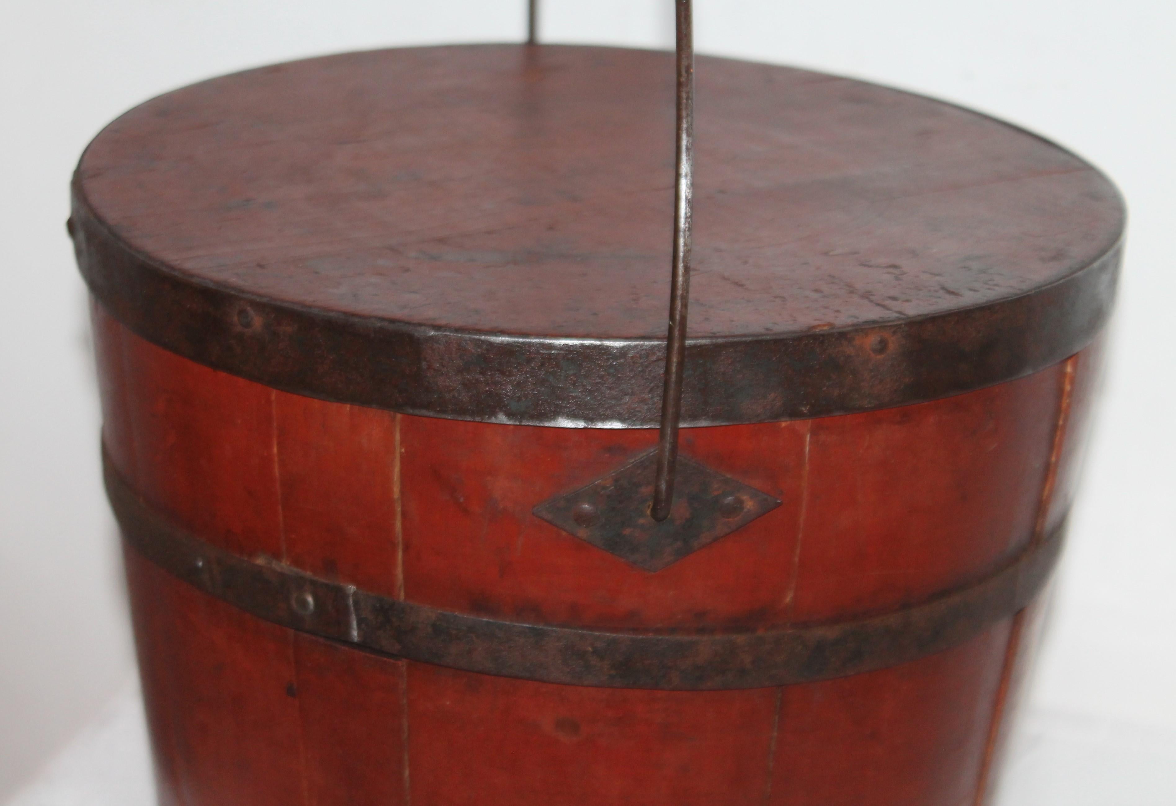 Signed 19th Century Shaker Painted Bucket 1