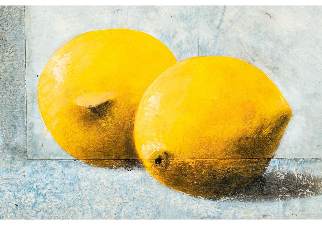 Signé C.I.C. Mixed Media, Still Life With Lemons (Nature morte aux citrons) en vente 1