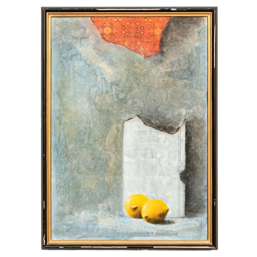 Signé C.I.C. Mixed Media, Still Life With Lemons (Nature morte aux citrons) en vente