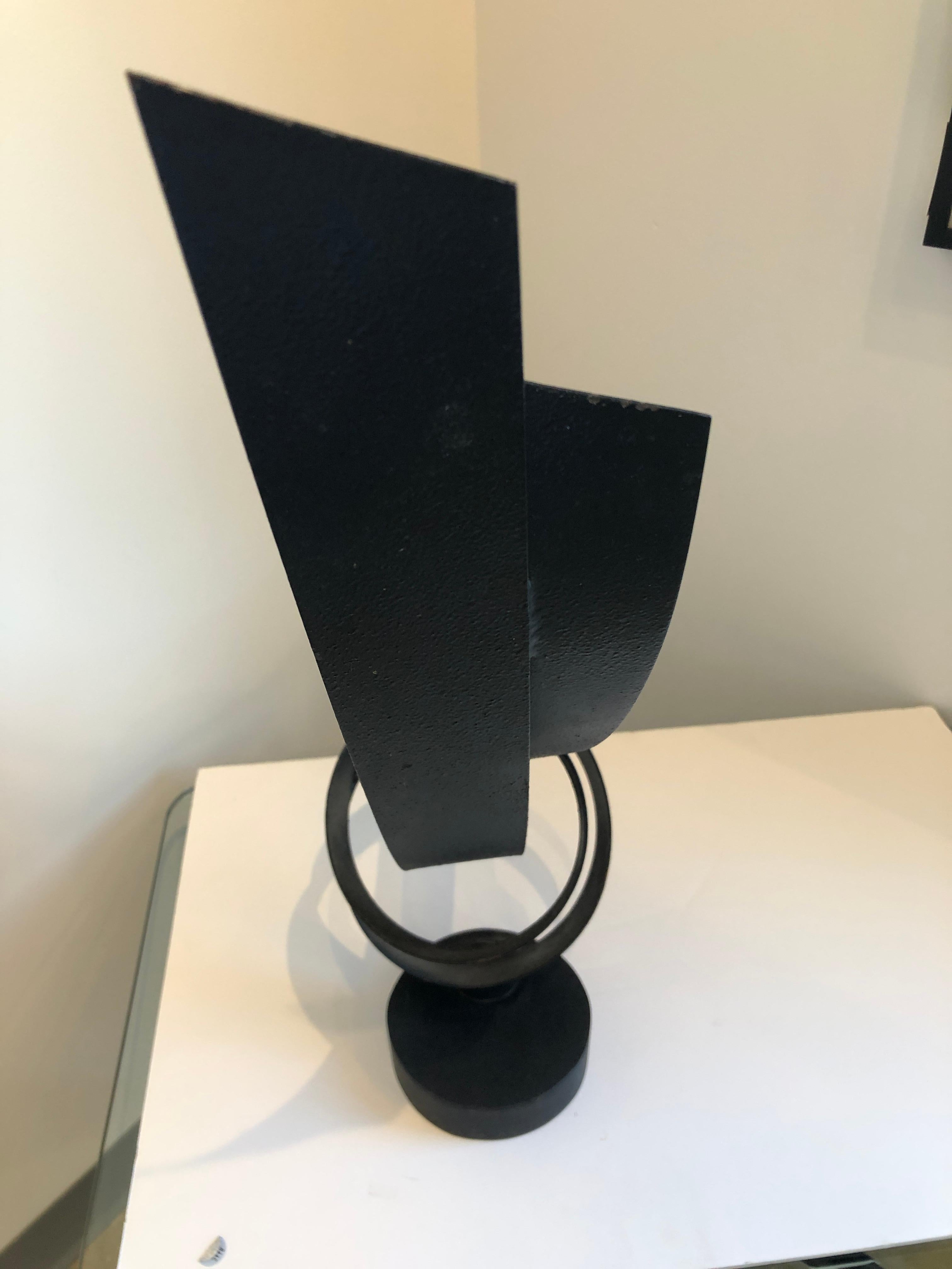 20th Century Abstract Sculpture in Black Textured Iron Metal by John Roper 5