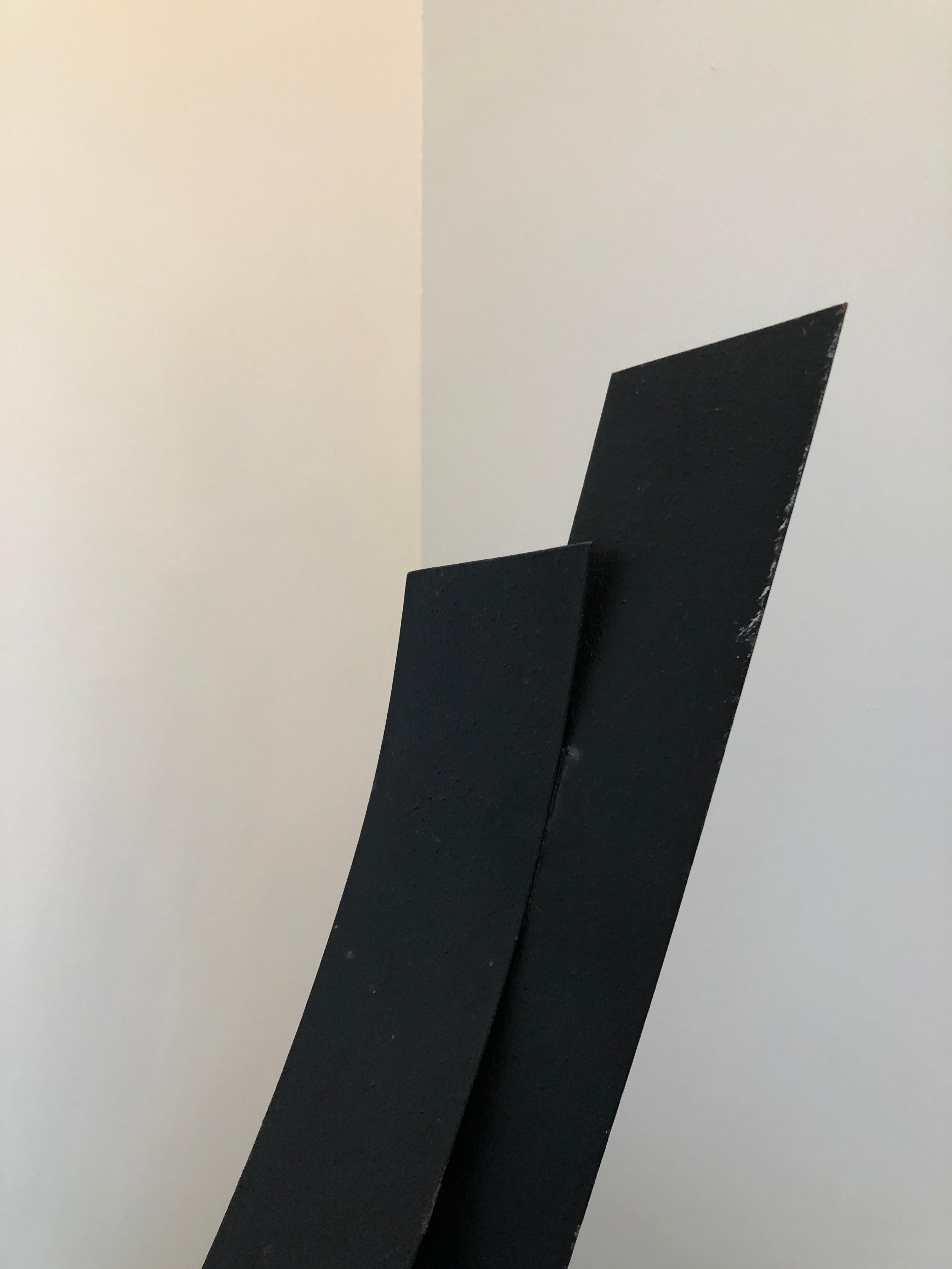 20th Century Abstract Sculpture in Black Textured Iron Metal by John Roper 11